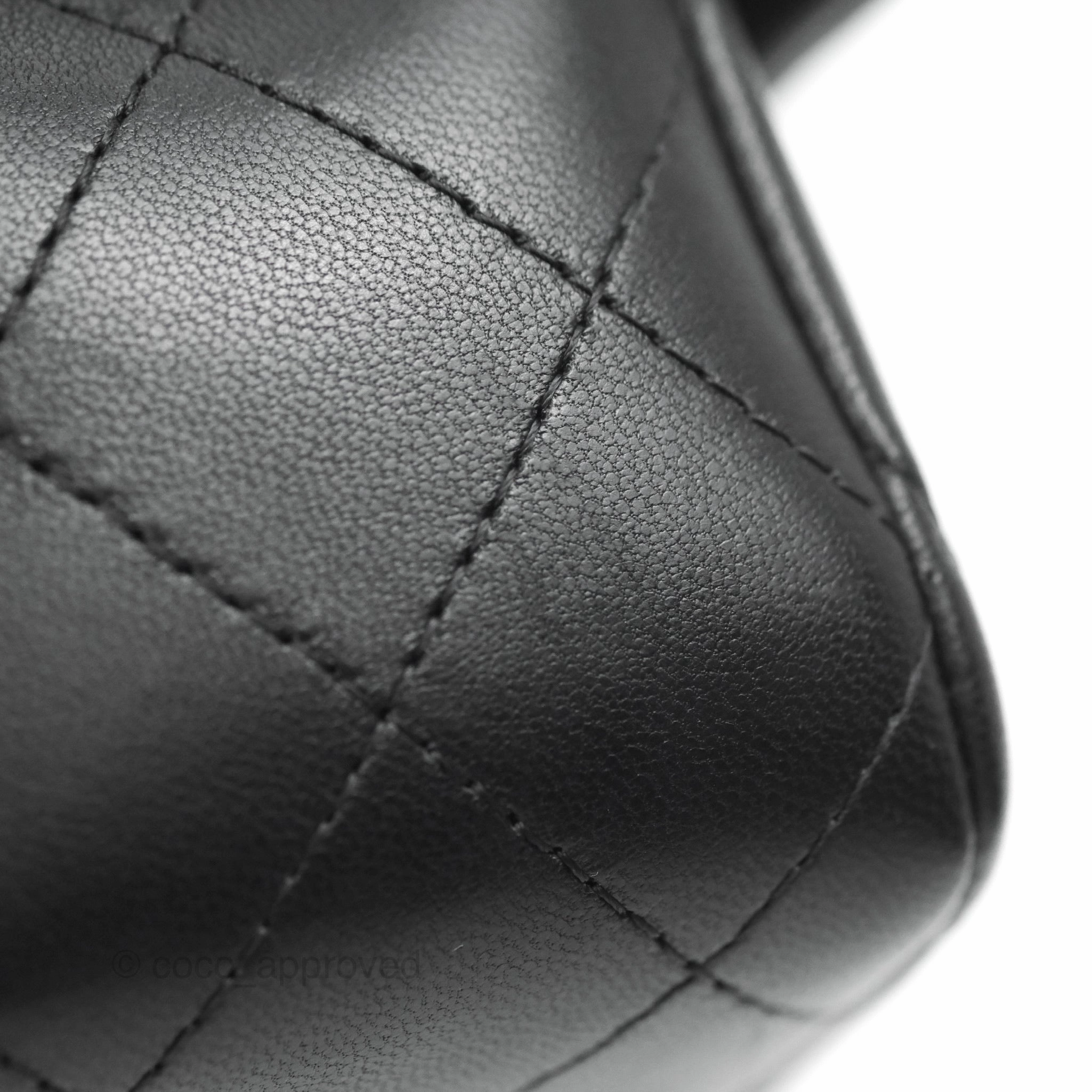 Chanel Quilted Mini Rectangular Flap Black Lambskin Silver Hardware
