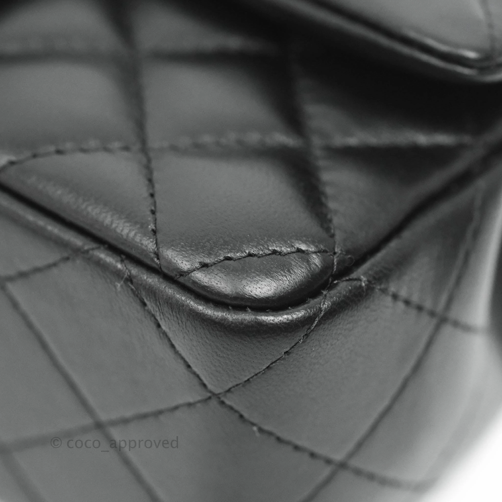 Chanel Quilted Mini Rectangular Flap Black Lambskin Silver Hardware