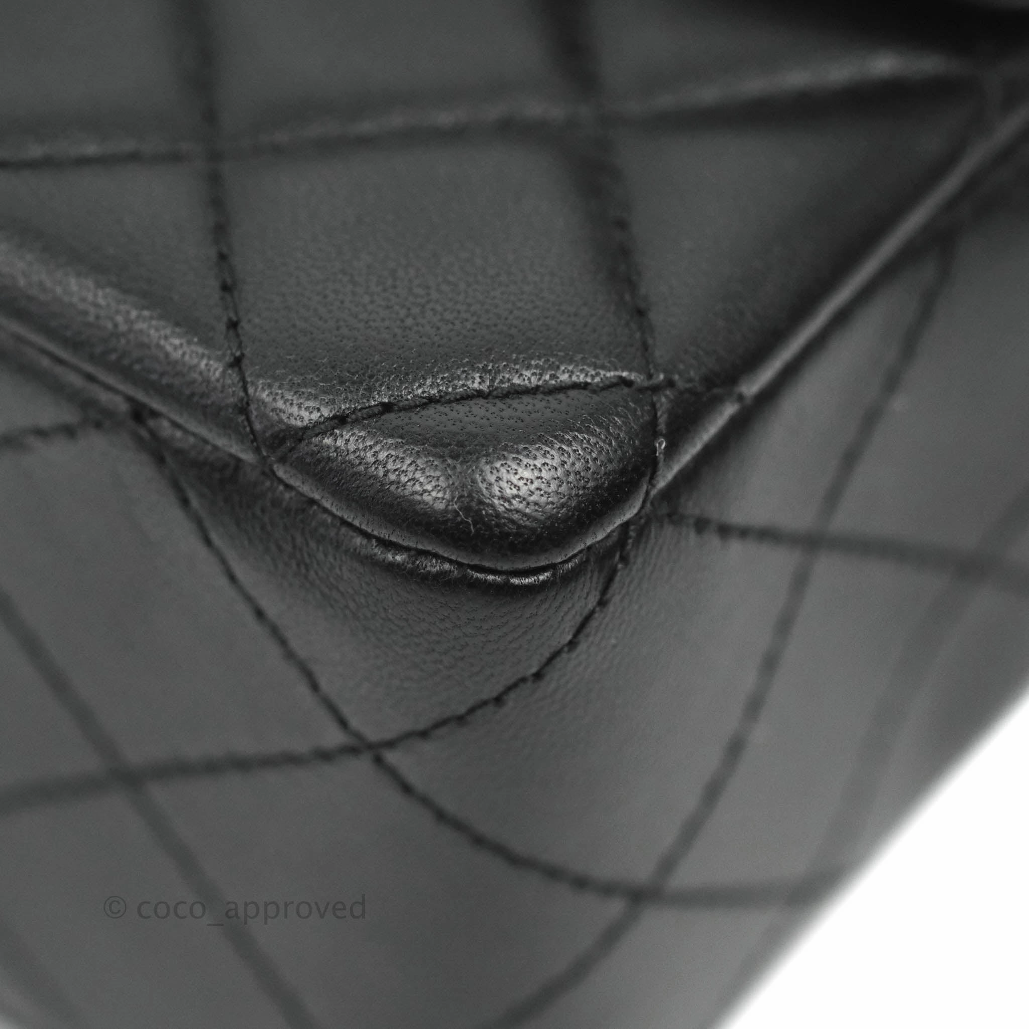 Chanel Quilted Mini Rectangular Flap Black Lambskin Silver Hardware