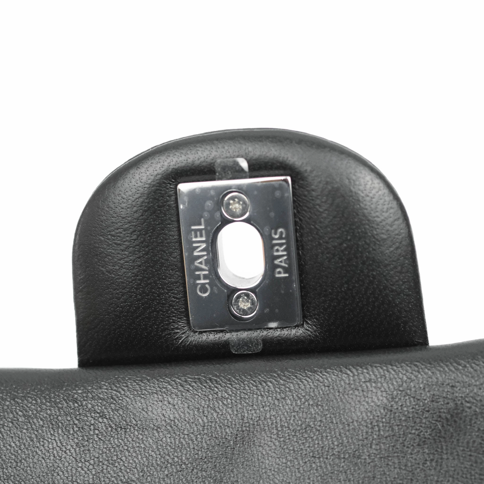Chanel Quilted Mini Rectangular Flap Black Lambskin Silver Hardware