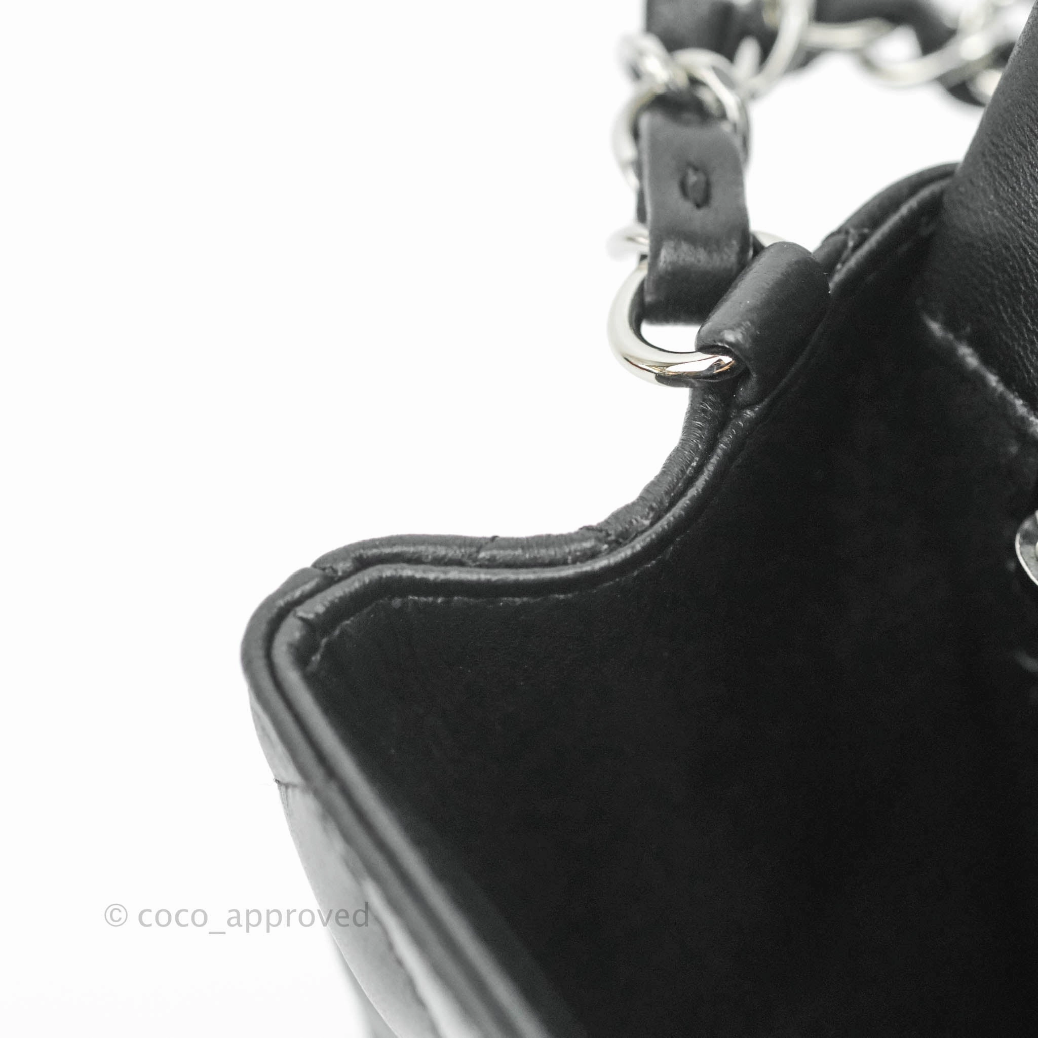 Chanel Quilted Mini Rectangular Flap Black Lambskin Silver Hardware