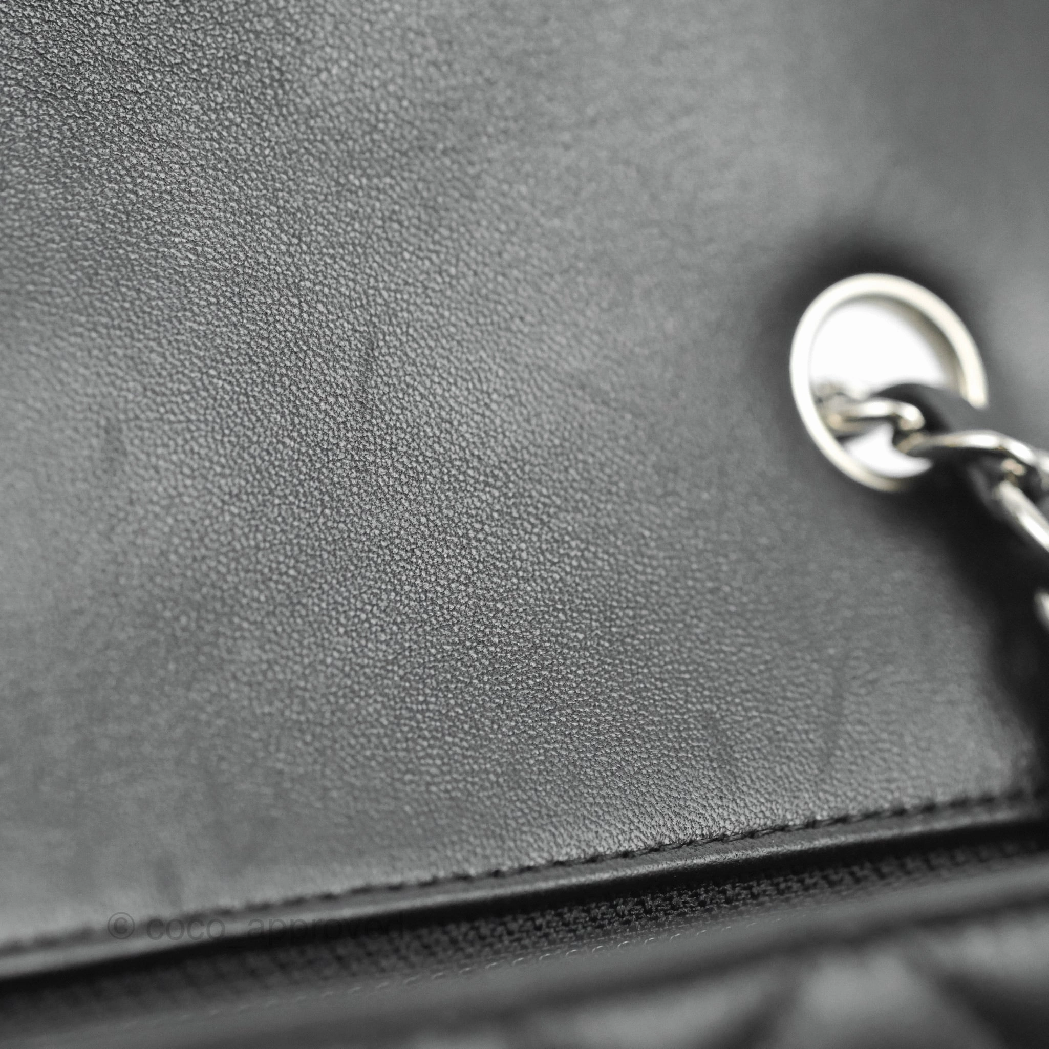 Chanel Quilted Mini Rectangular Flap Black Lambskin Silver Hardware