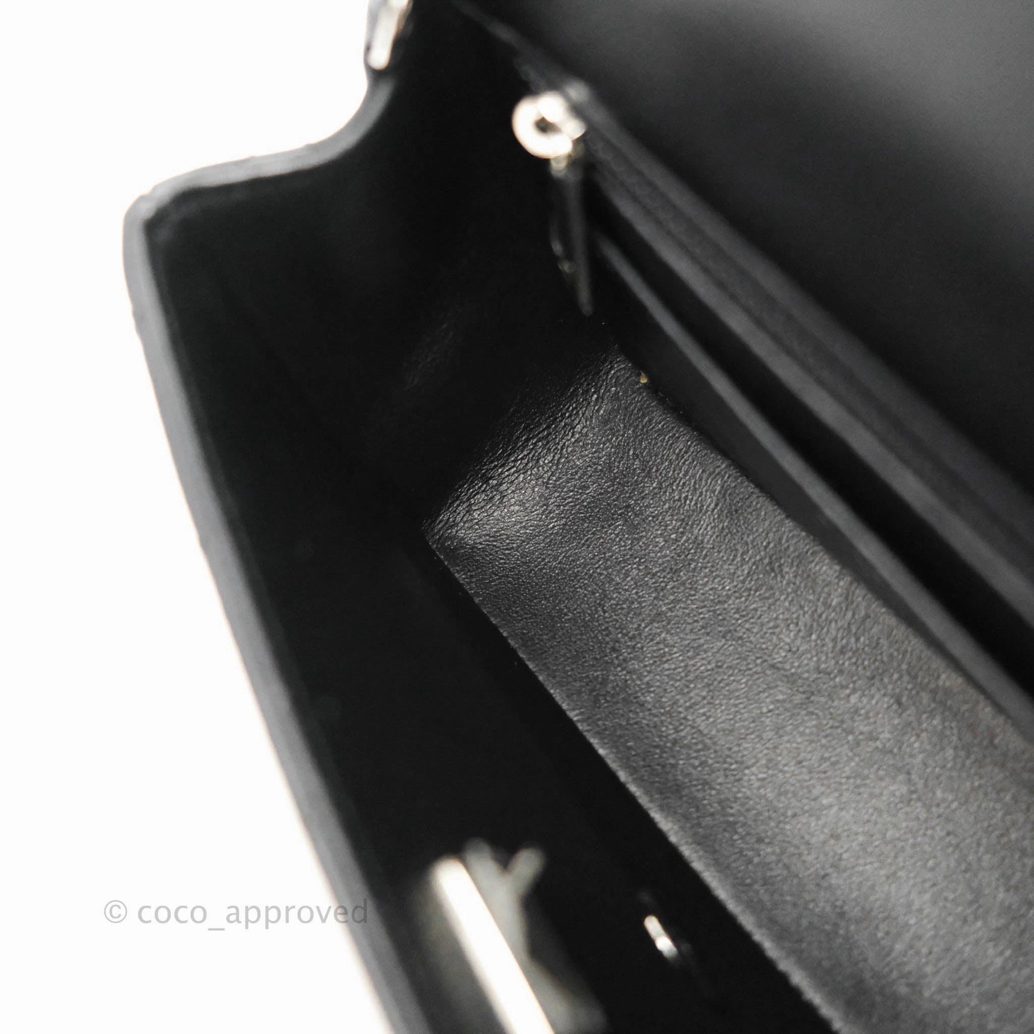 Chanel Quilted Mini Rectangular Flap Black Lambskin Silver Hardware