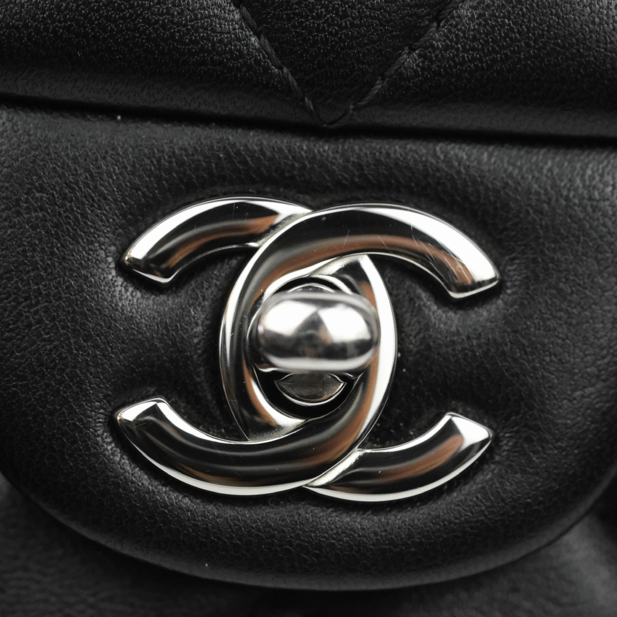Chanel Quilted Mini Rectangular Flap Black Lambskin Silver Hardware