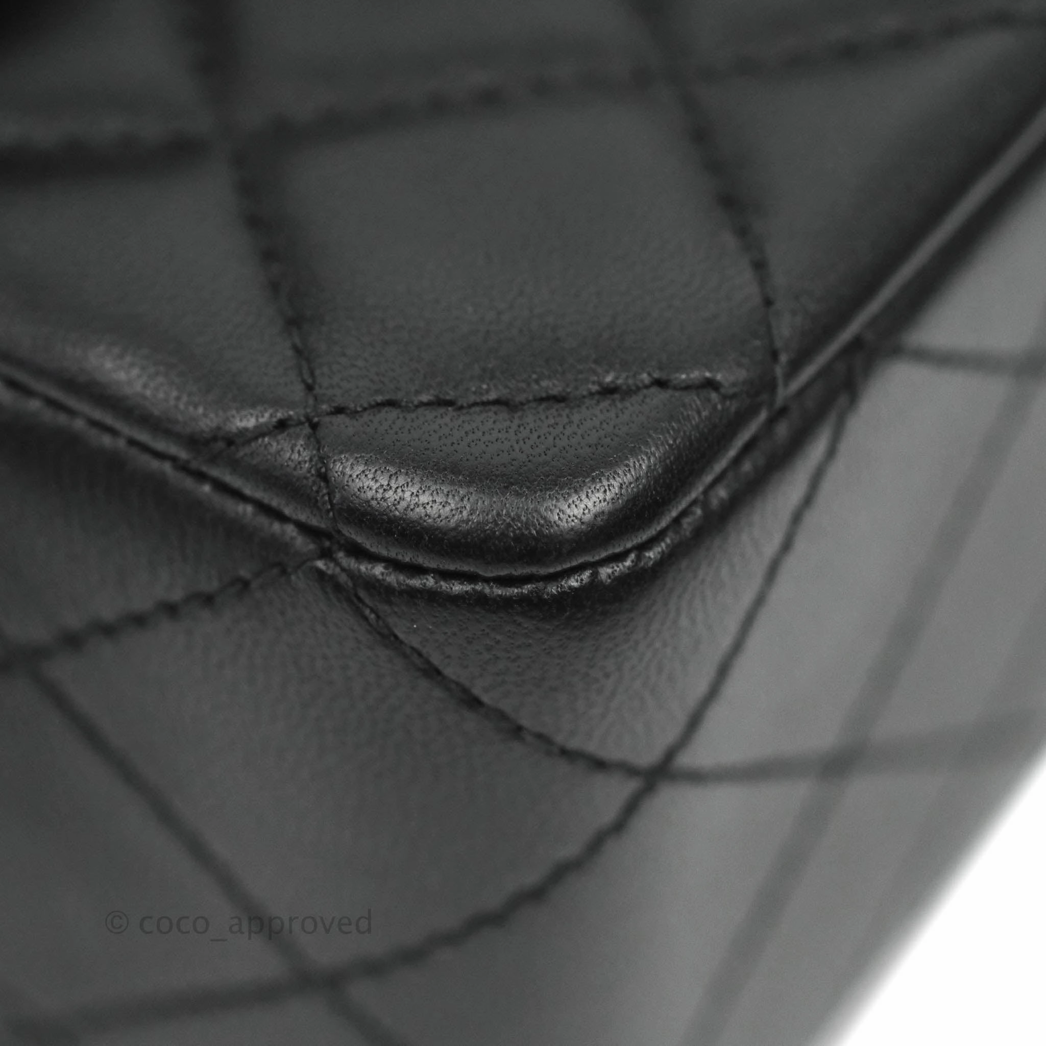 Chanel Quilted Mini Rectangular Flap Black Lambskin Silver Hardware