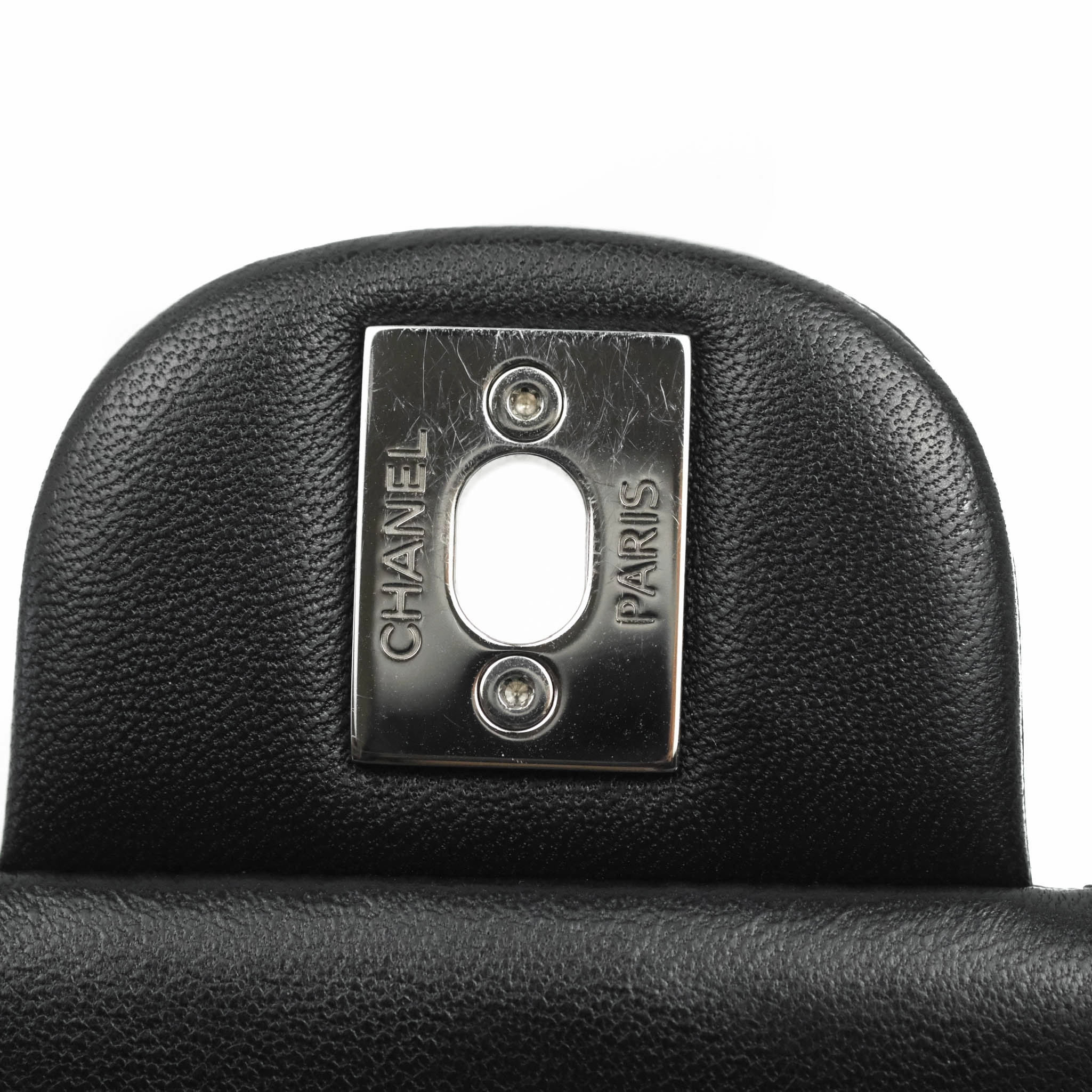 Chanel Quilted Mini Rectangular Flap Black Lambskin Silver Hardware