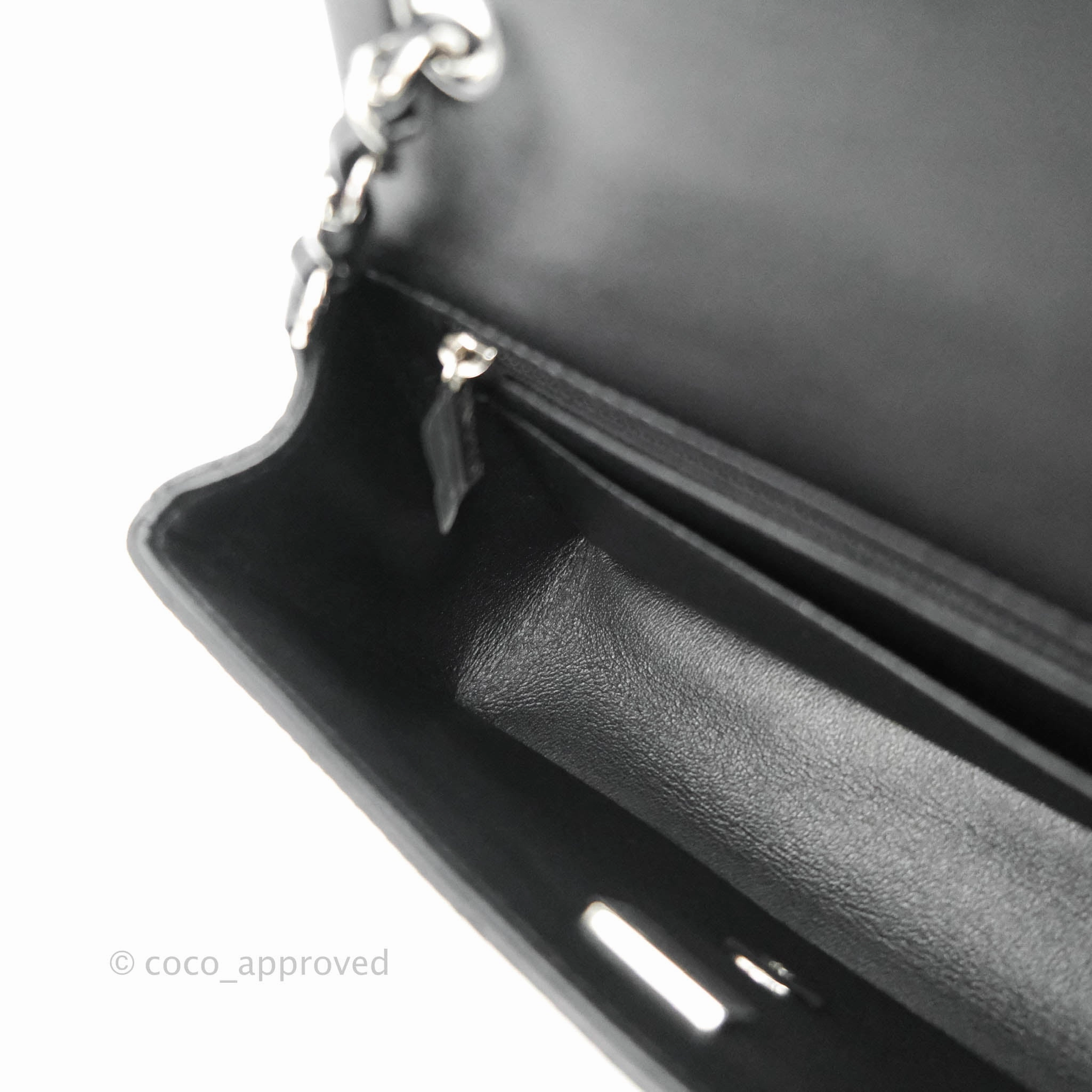 Chanel Quilted Mini Rectangular Flap Black Lambskin Silver Hardware