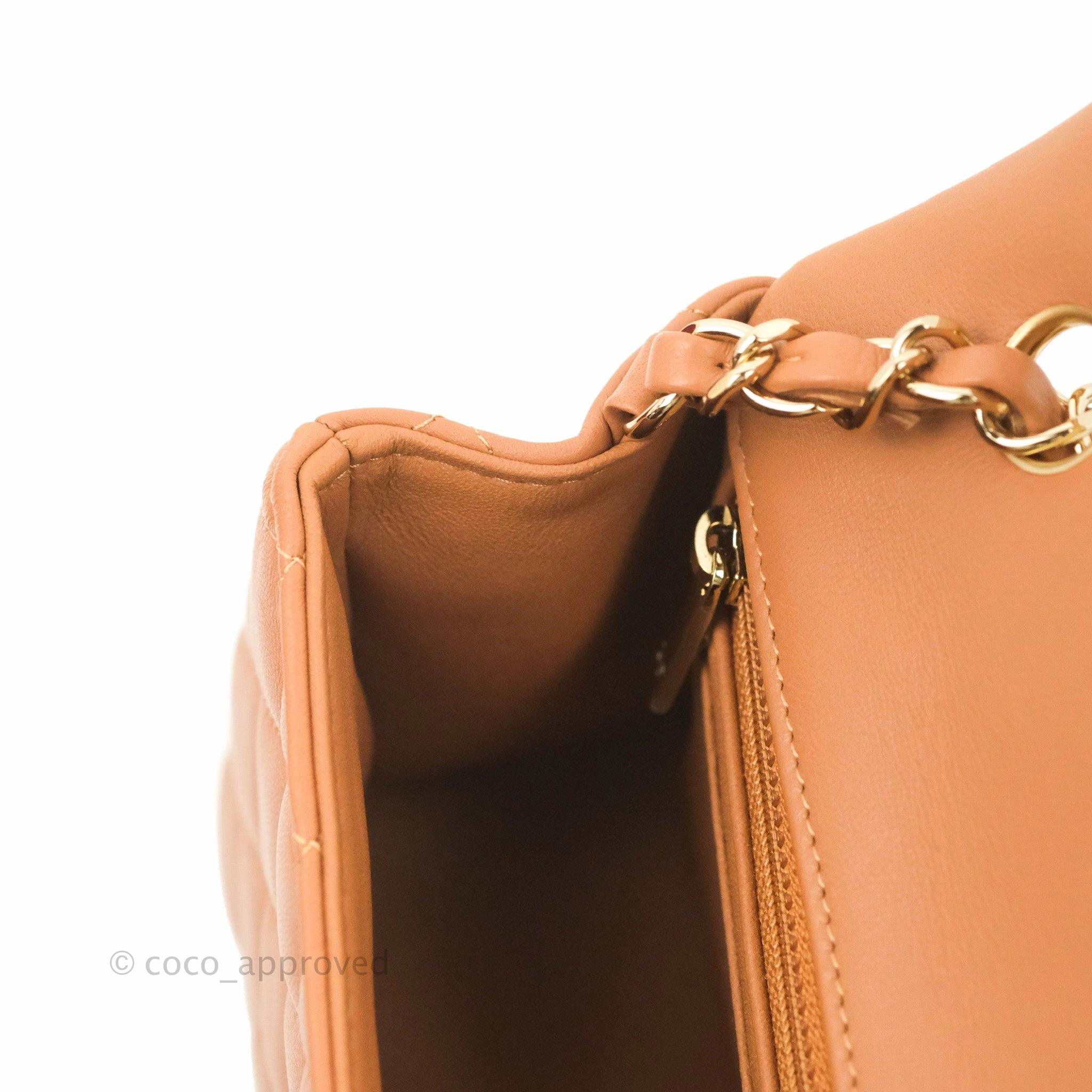 Chanel Quilted Mini Rectangular Flap Caramel Lambskin Gold Hardware 21P