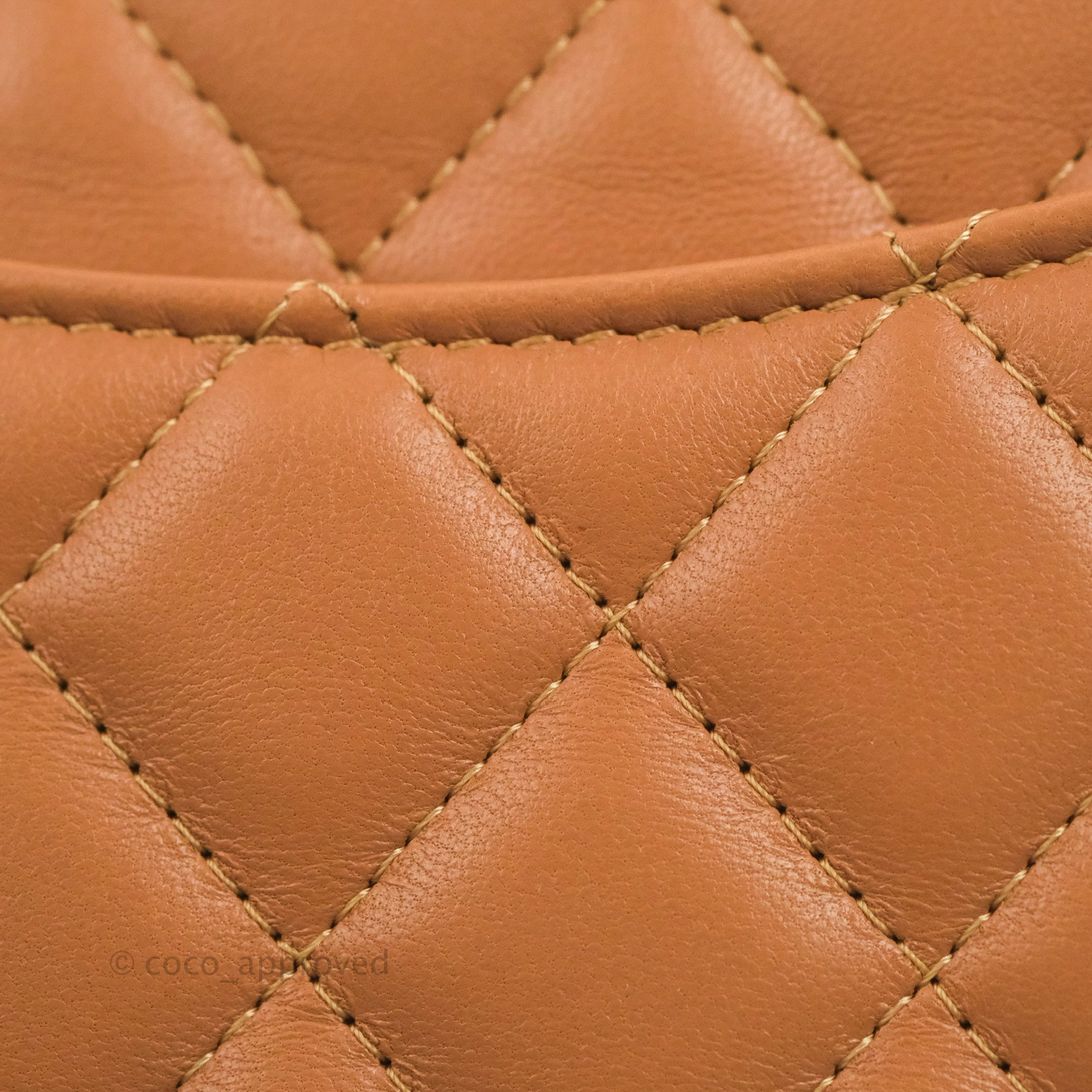 Chanel Quilted Mini Rectangular Flap Caramel Lambskin Gold Hardware 21P