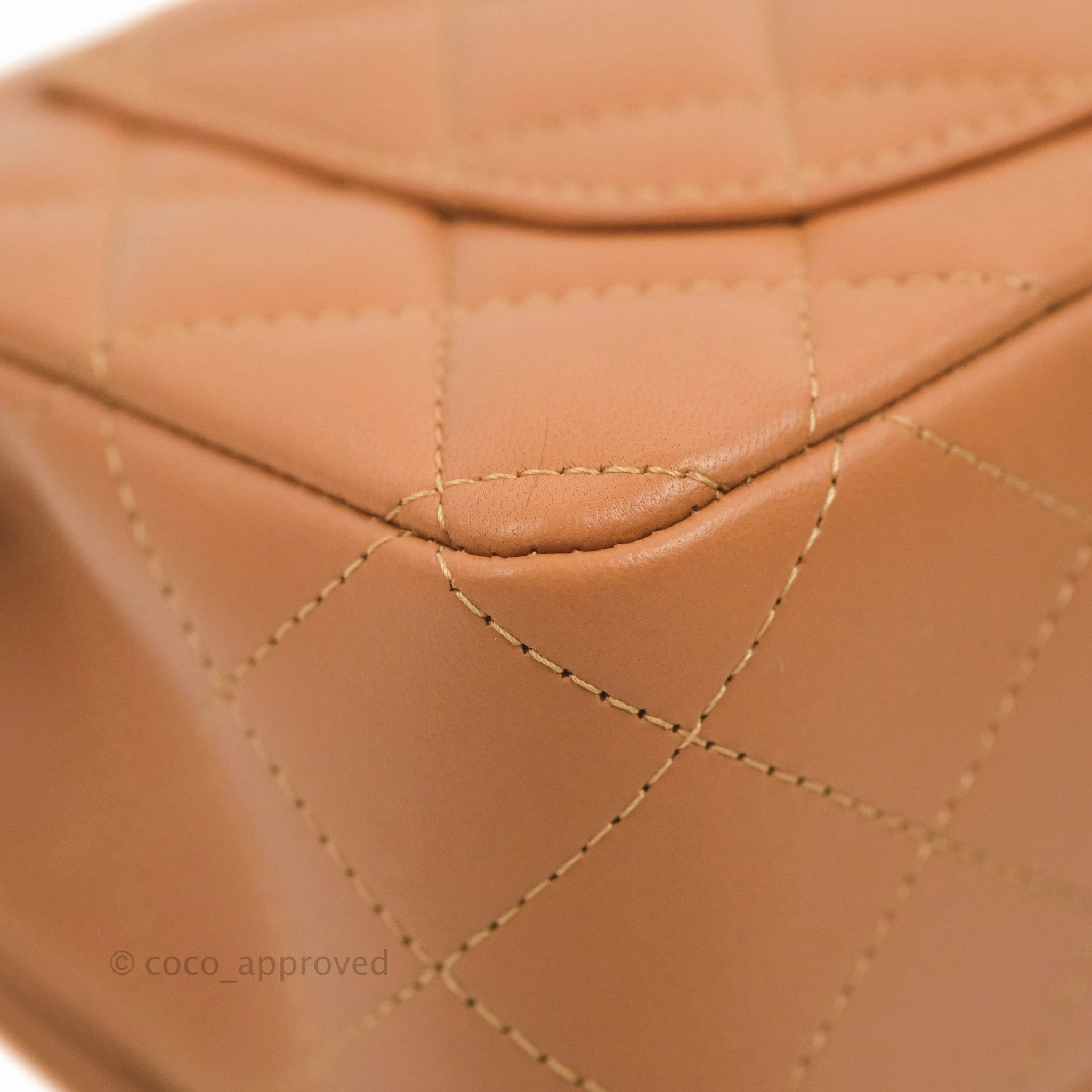 Chanel Quilted Mini Rectangular Flap Caramel Lambskin Gold Hardware 21P