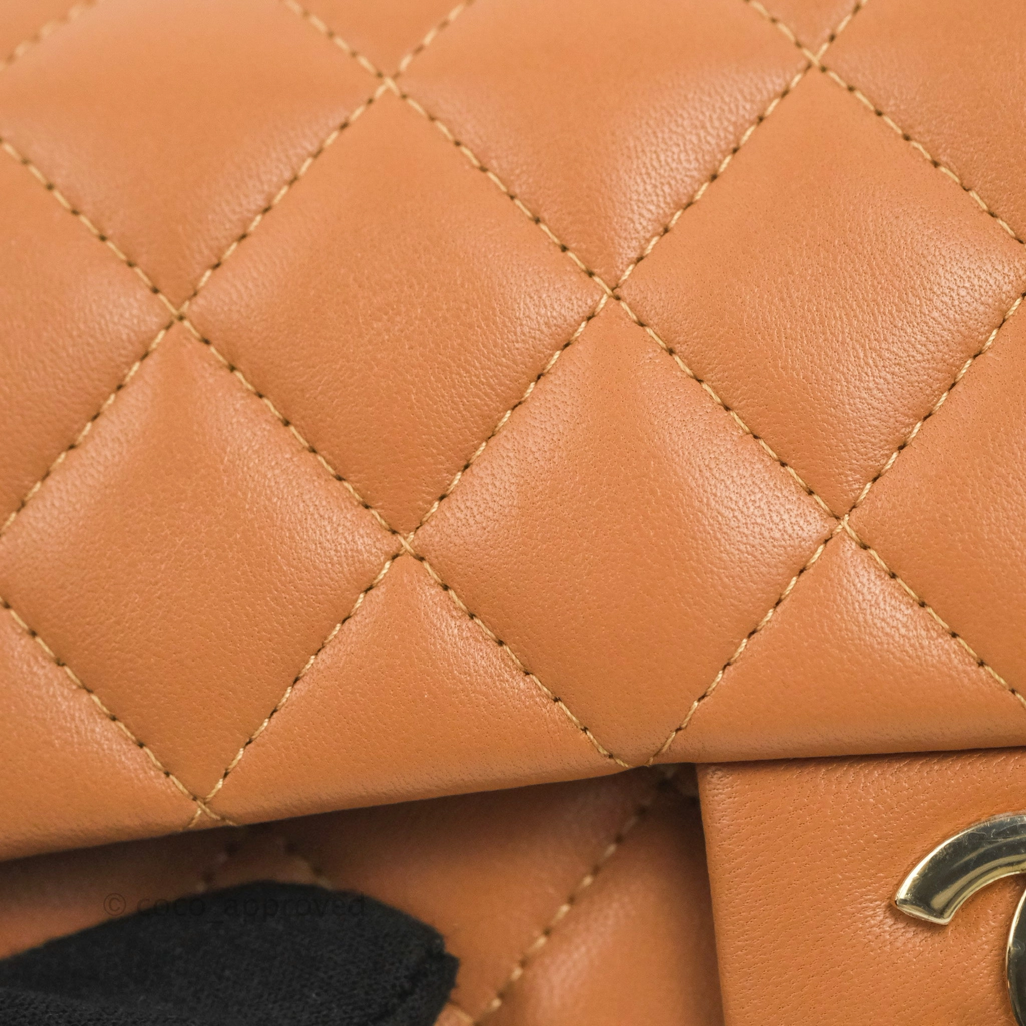 Chanel Quilted Mini Rectangular Flap Caramel Lambskin Gold Hardware 21P