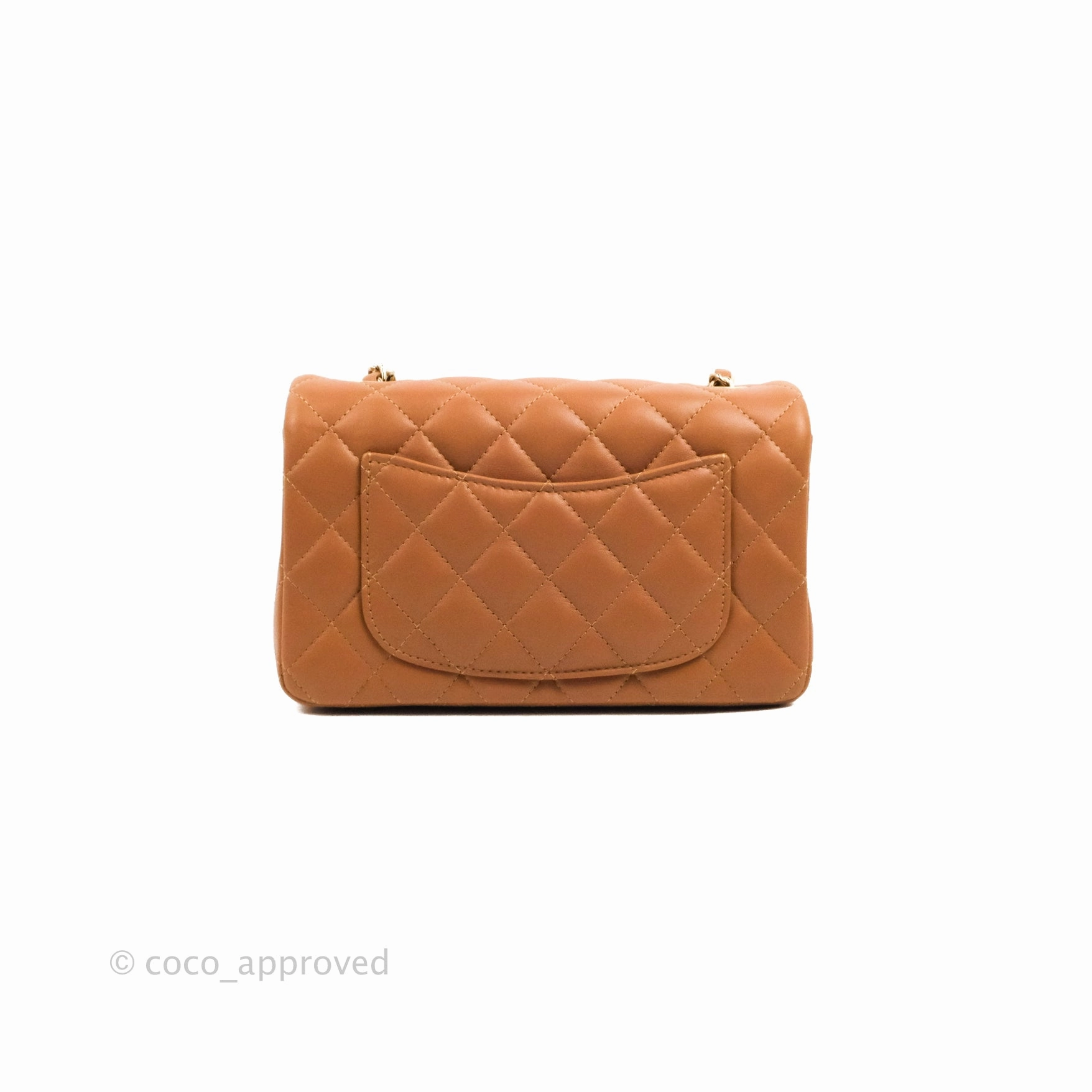 Chanel Quilted Mini Rectangular Flap Caramel Lambskin Gold Hardware 21P