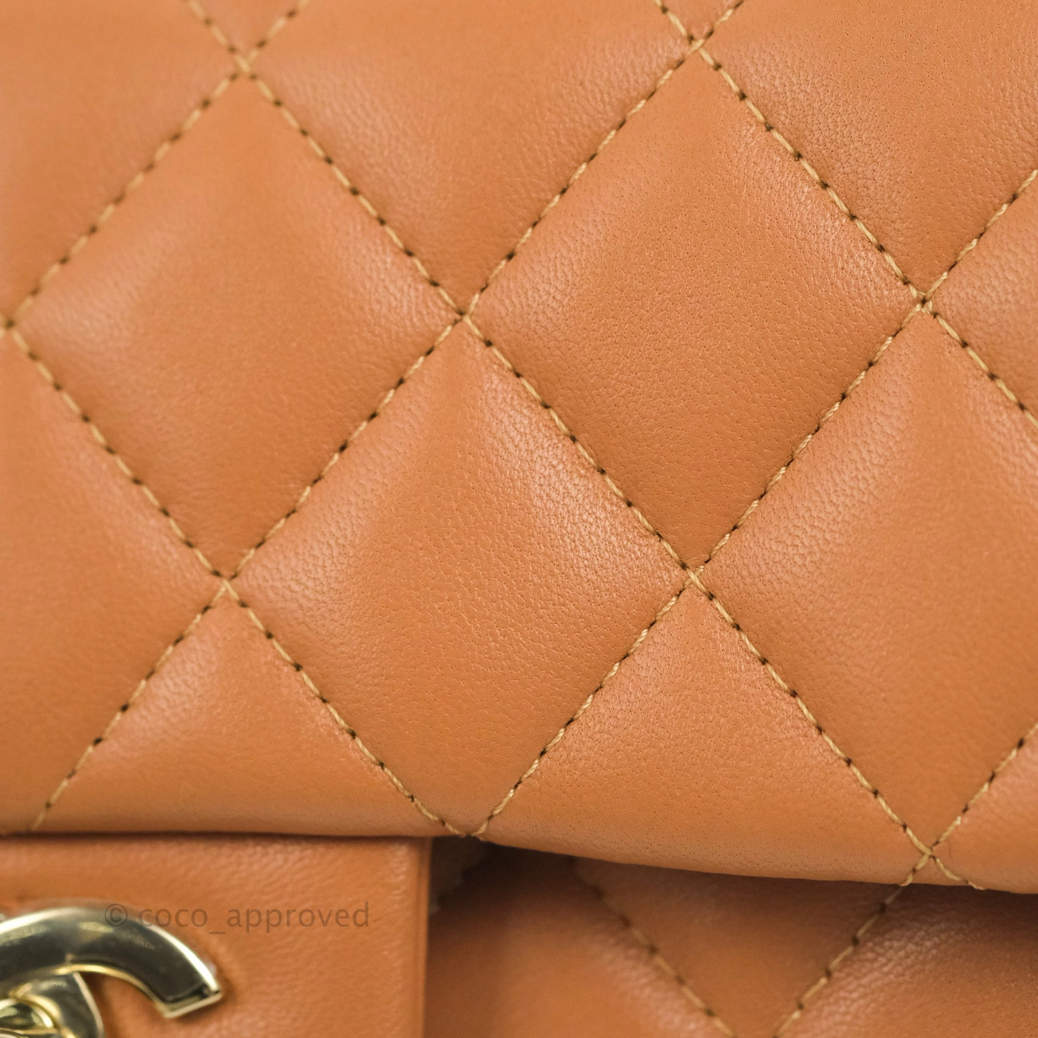 Chanel Quilted Mini Rectangular Flap Caramel Lambskin Gold Hardware 21P