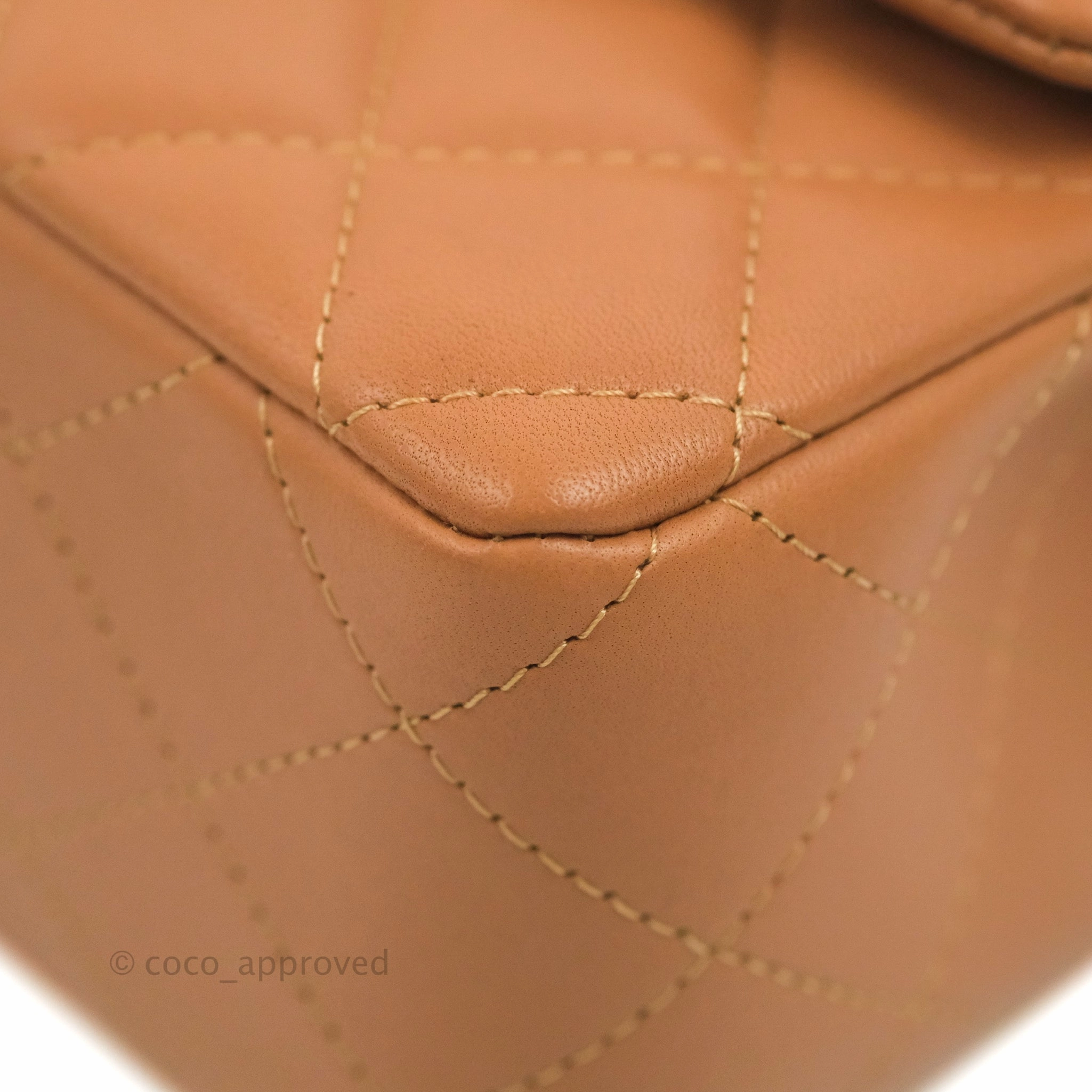 Chanel Quilted Mini Rectangular Flap Caramel Lambskin Gold Hardware 21P