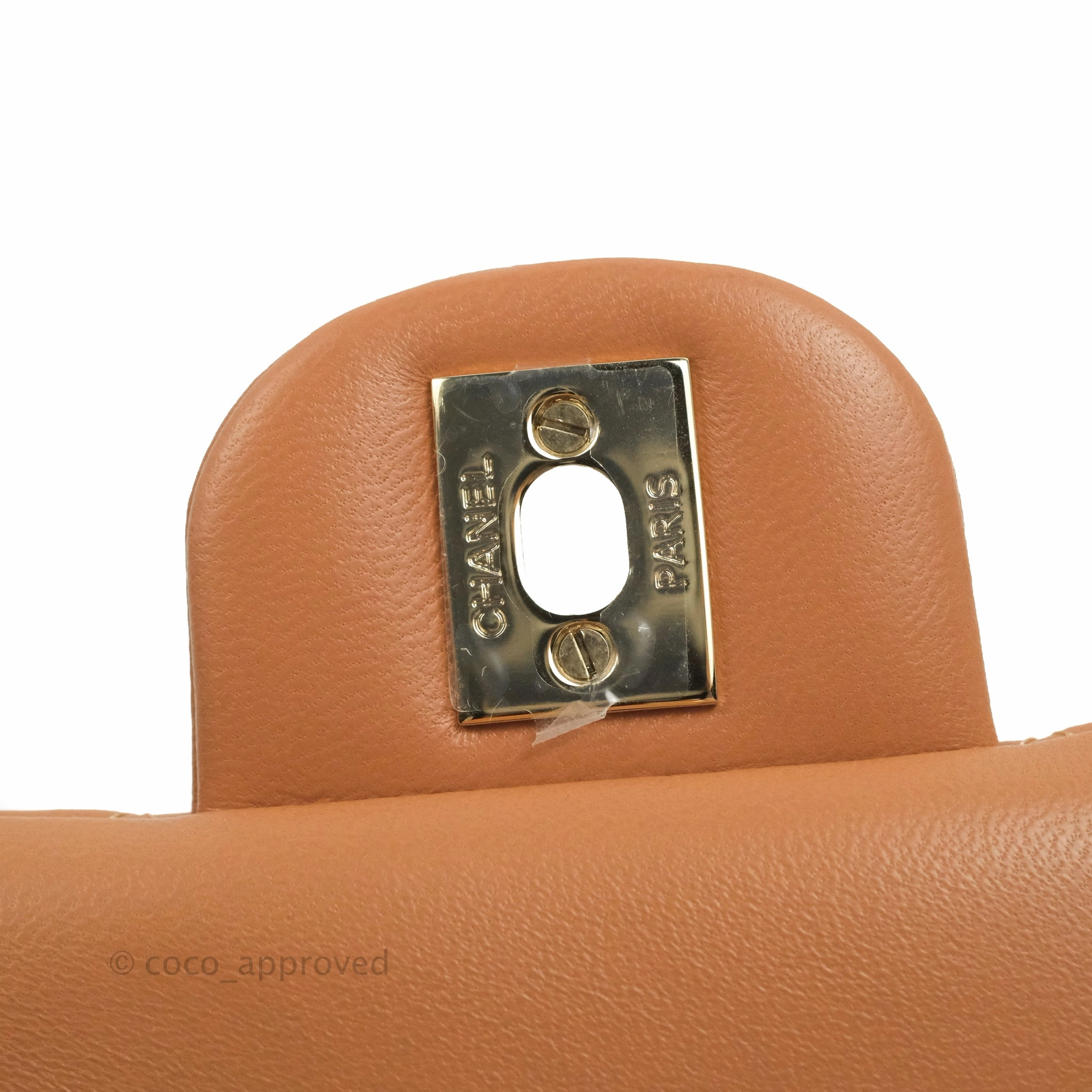 Chanel Quilted Mini Rectangular Flap Caramel Lambskin Gold Hardware 21P