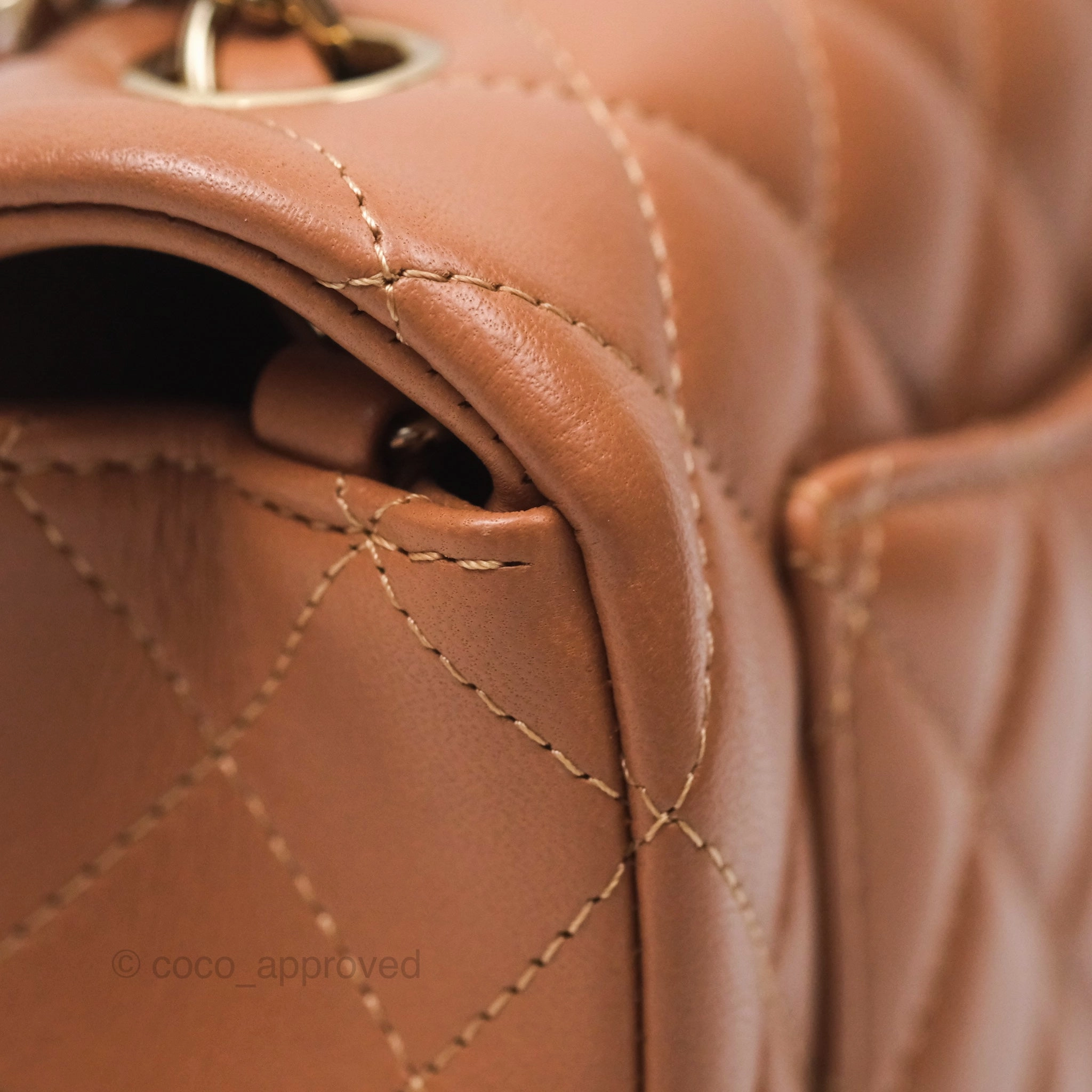 Chanel Quilted Mini Rectangular Flap Caramel Lambskin Gold Hardware