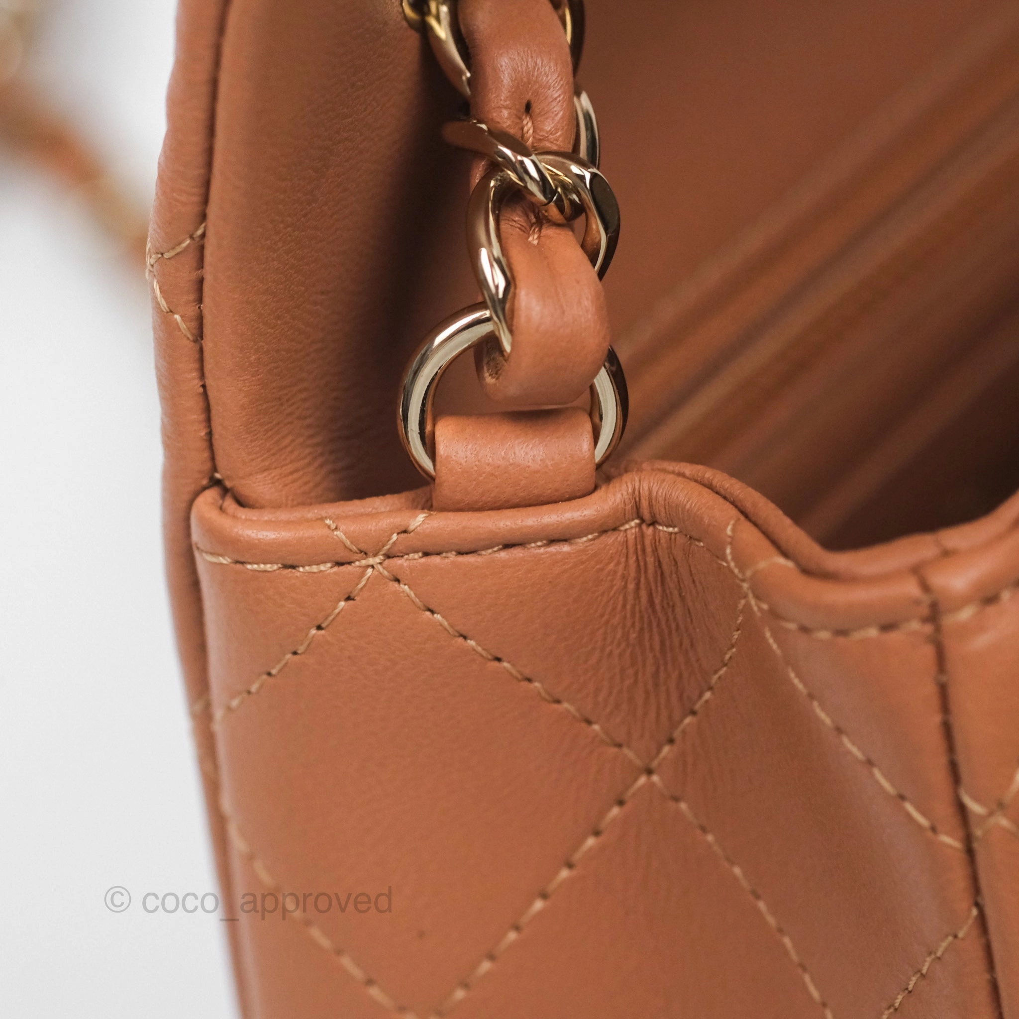 Chanel Quilted Mini Rectangular Flap Caramel Lambskin Gold Hardware