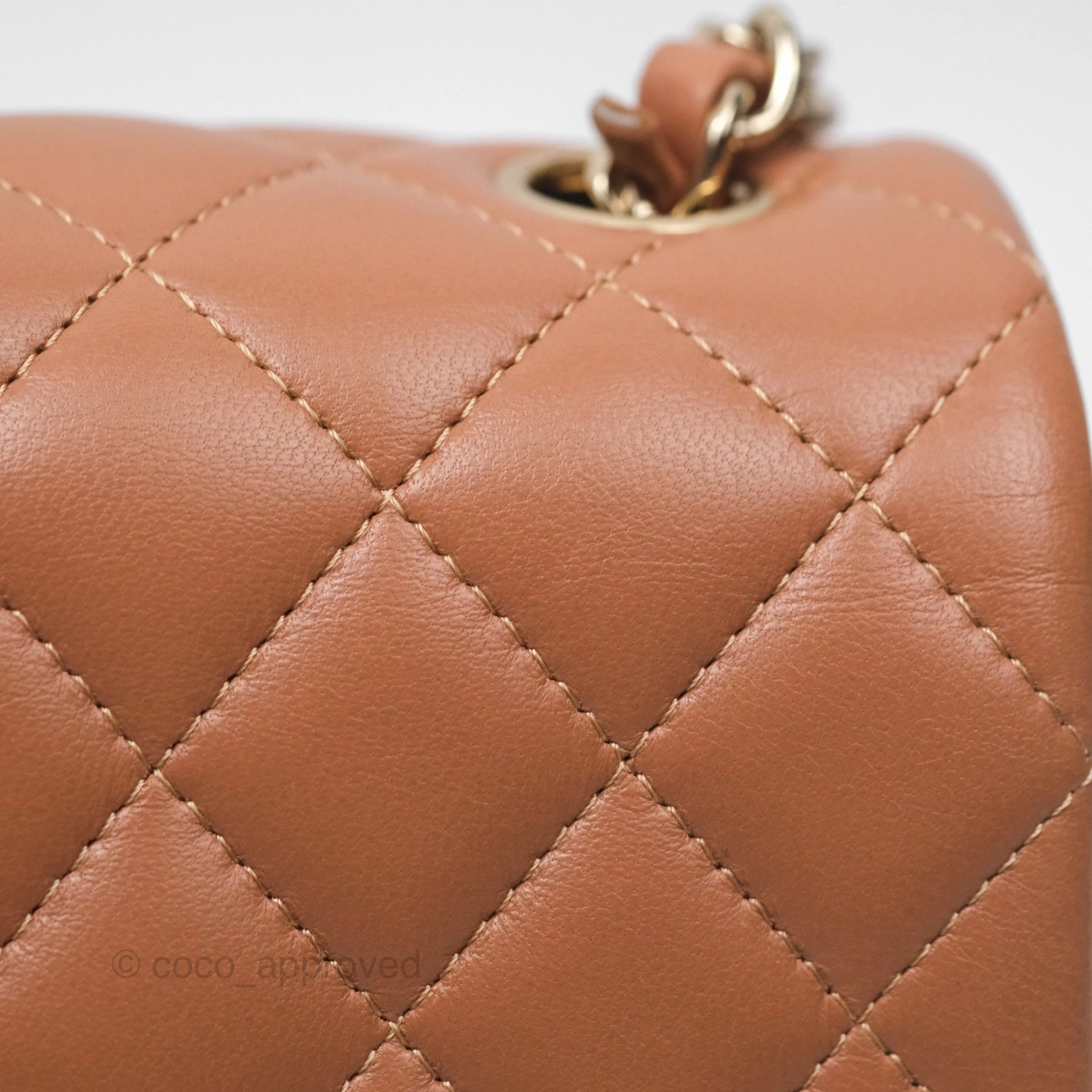 Chanel Quilted Mini Rectangular Flap Caramel Lambskin Gold Hardware