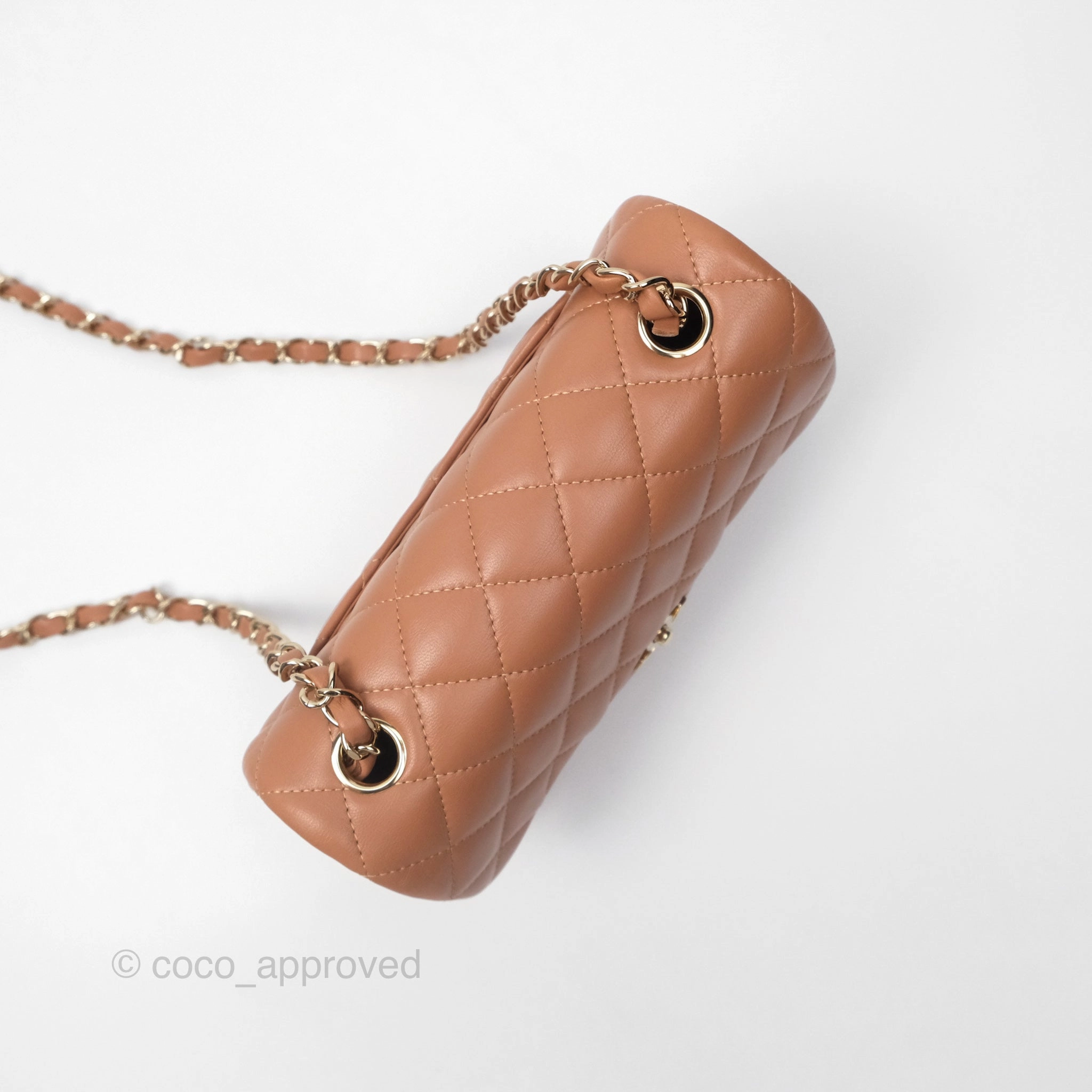 Chanel Quilted Mini Rectangular Flap Caramel Lambskin Gold Hardware