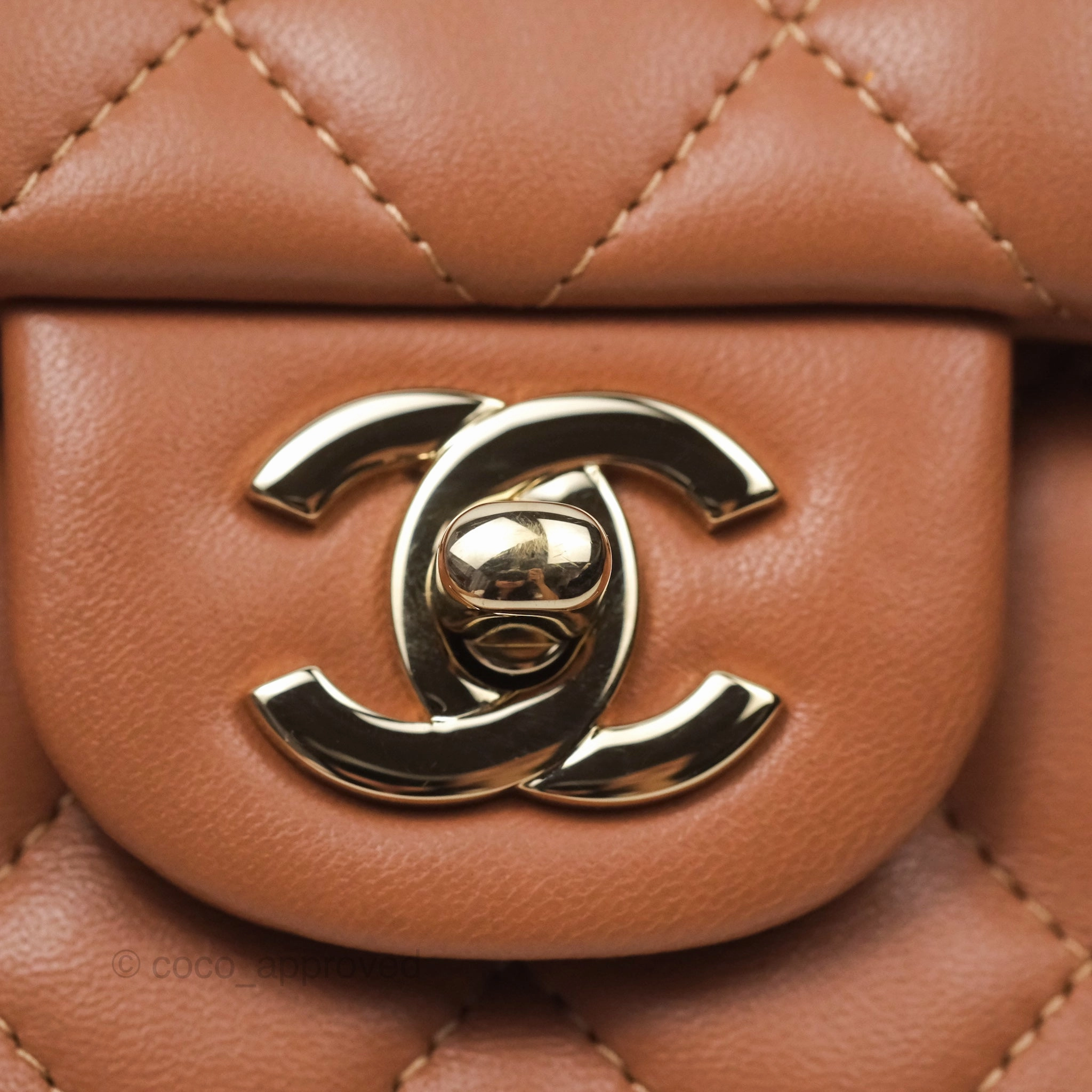 Chanel Quilted Mini Rectangular Flap Caramel Lambskin Gold Hardware