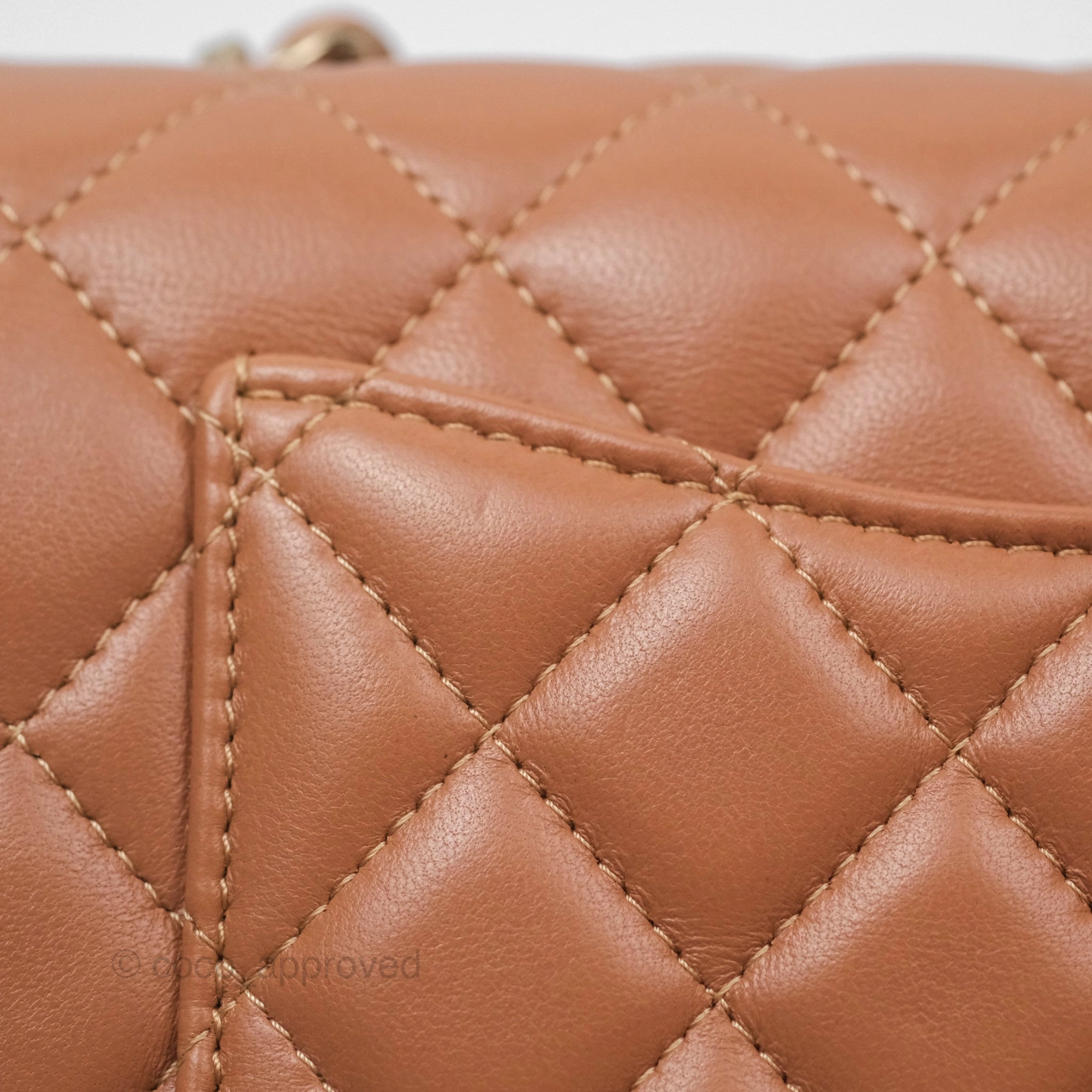 Chanel Quilted Mini Rectangular Flap Caramel Lambskin Gold Hardware