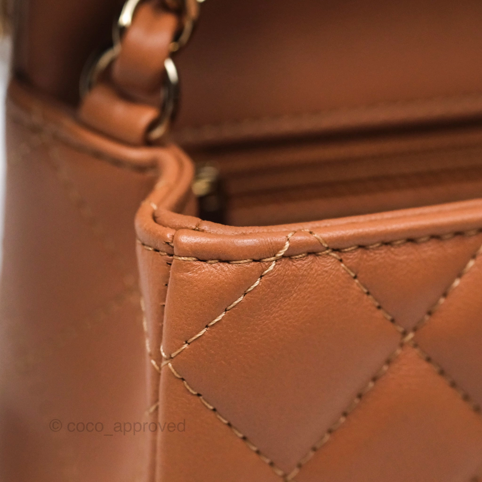 Chanel Quilted Mini Rectangular Flap Caramel Lambskin Gold Hardware