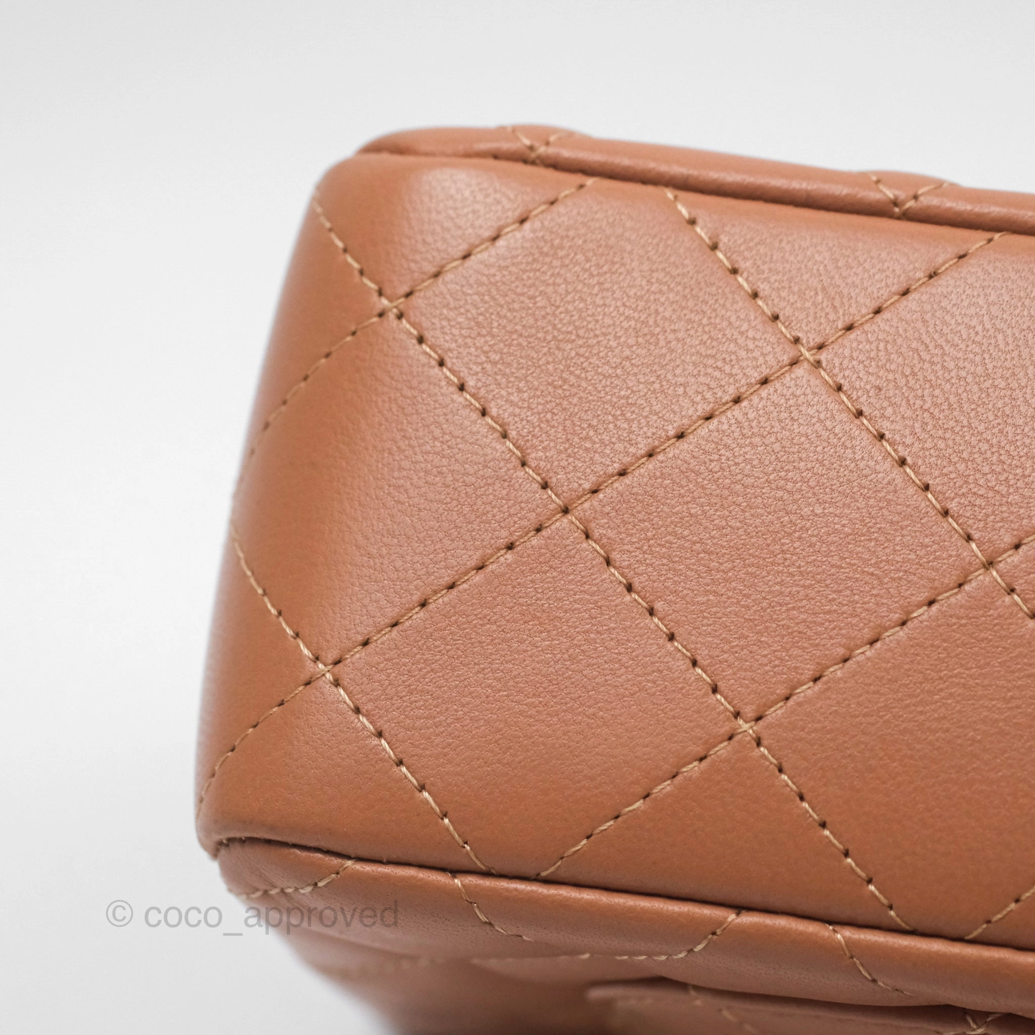 Chanel Quilted Mini Rectangular Flap Caramel Lambskin Gold Hardware