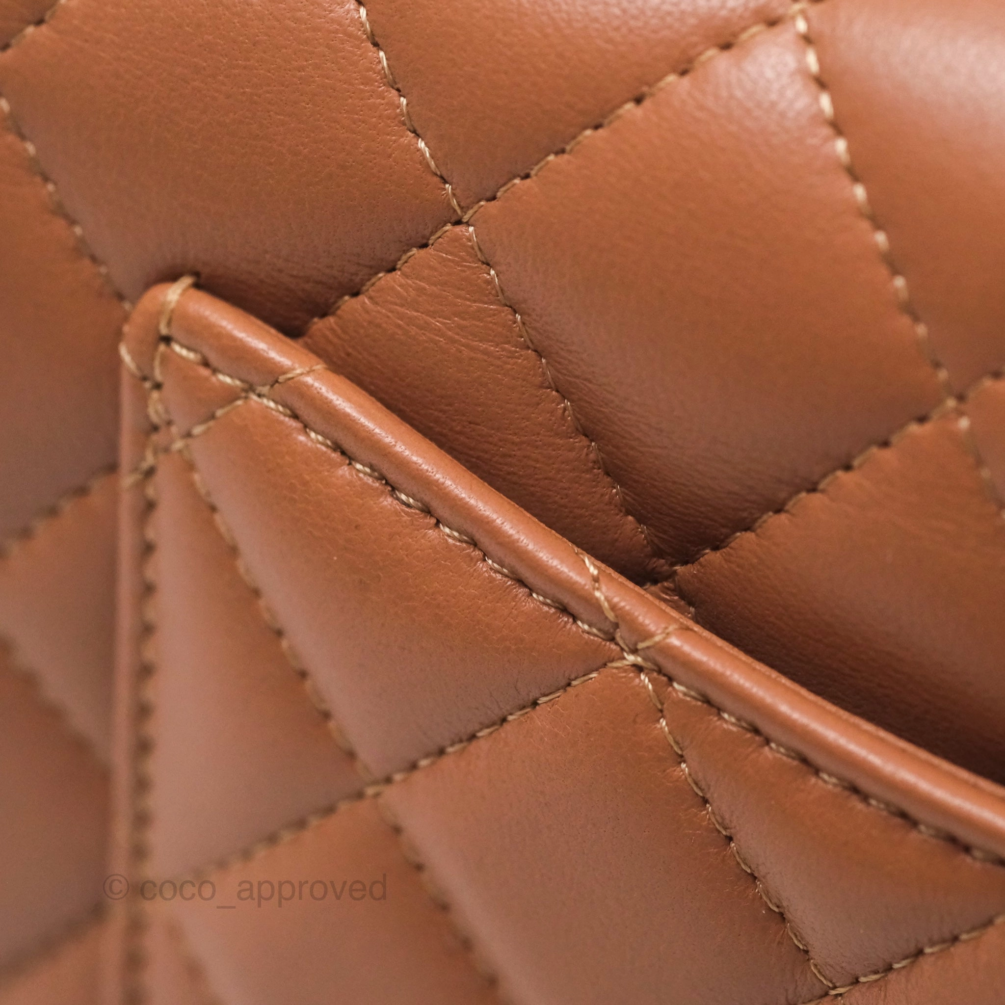 Chanel Quilted Mini Rectangular Flap Caramel Lambskin Gold Hardware