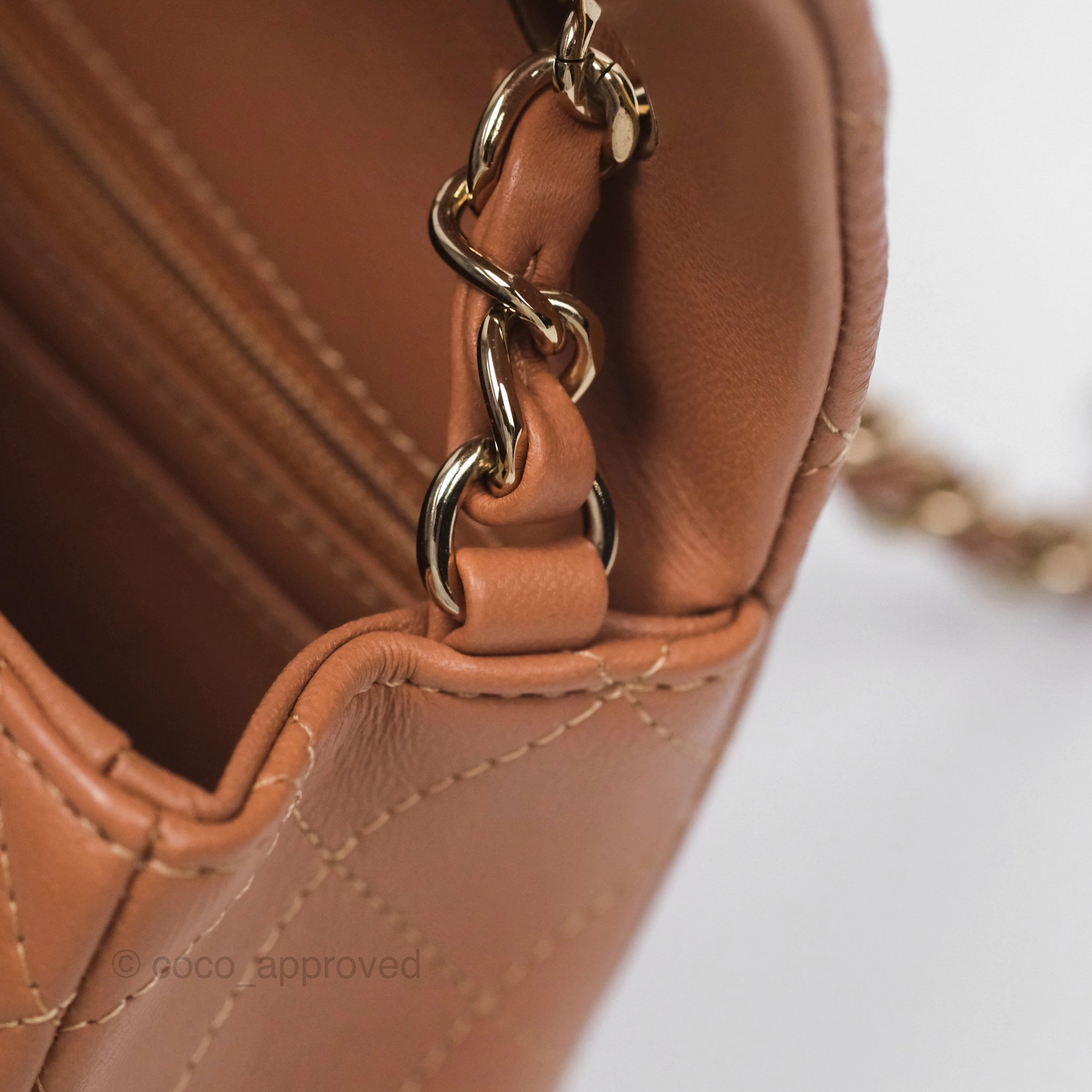 Chanel Quilted Mini Rectangular Flap Caramel Lambskin Gold Hardware
