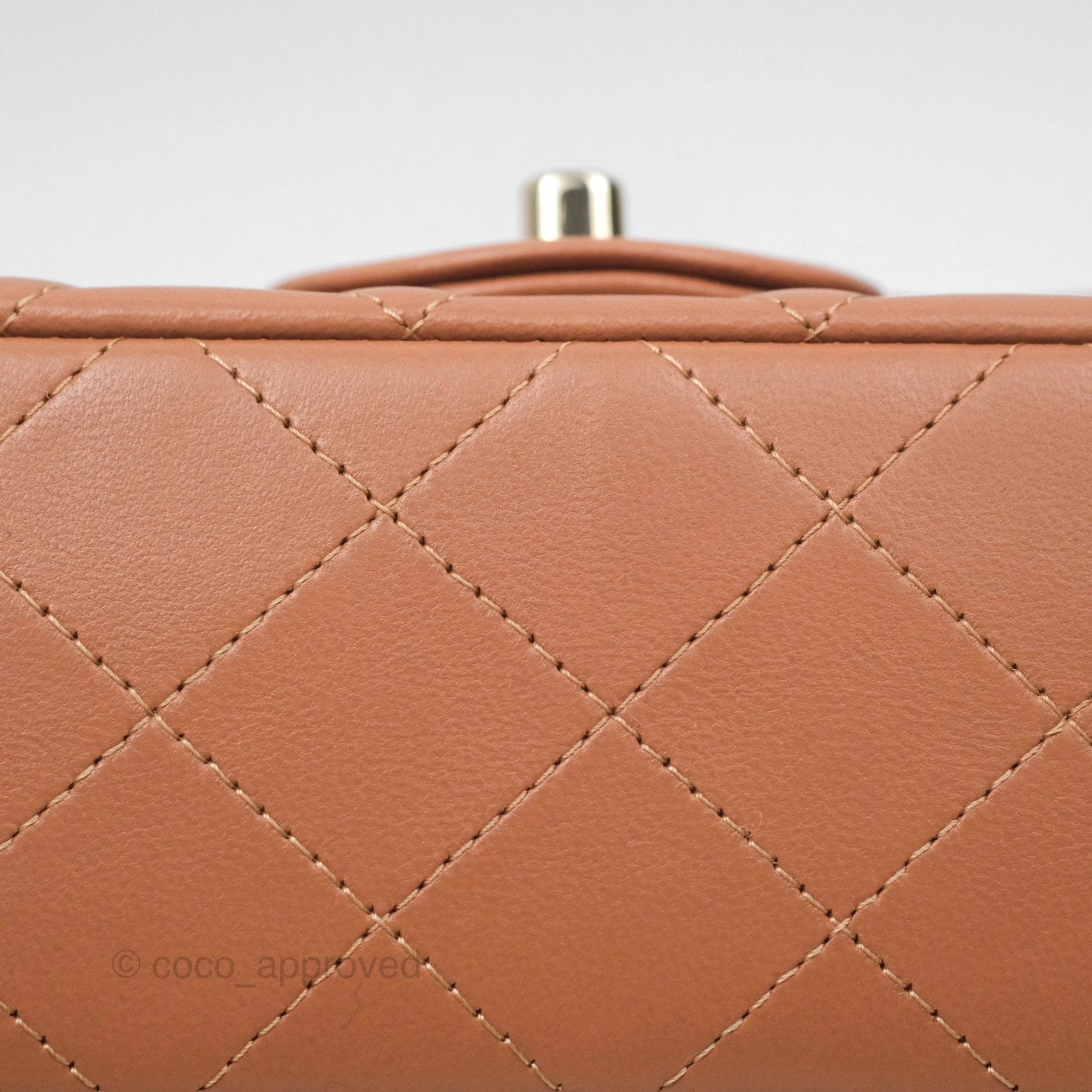 Chanel Quilted Mini Rectangular Flap Caramel Lambskin Gold Hardware