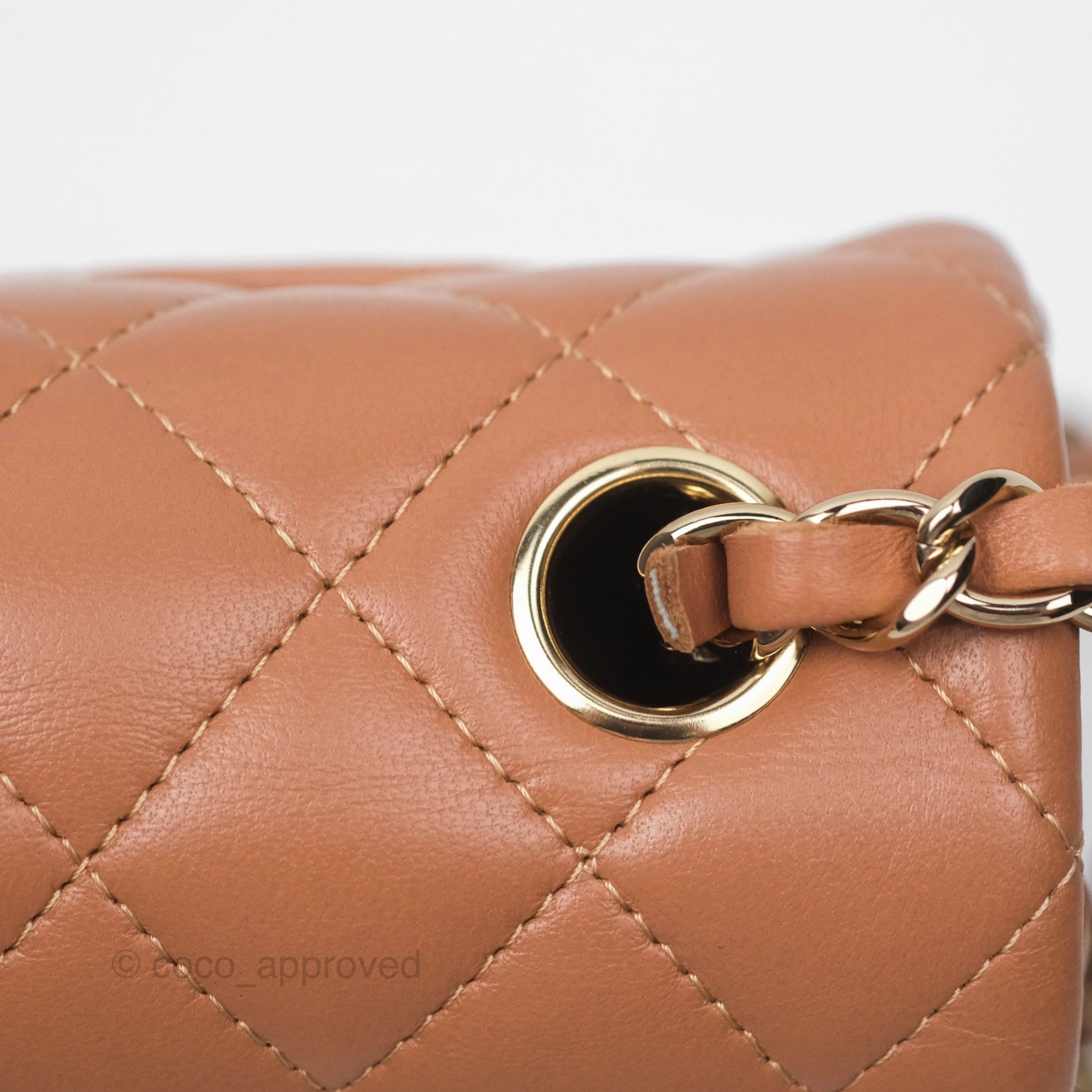 Chanel Quilted Mini Rectangular Flap Caramel Lambskin Gold Hardware