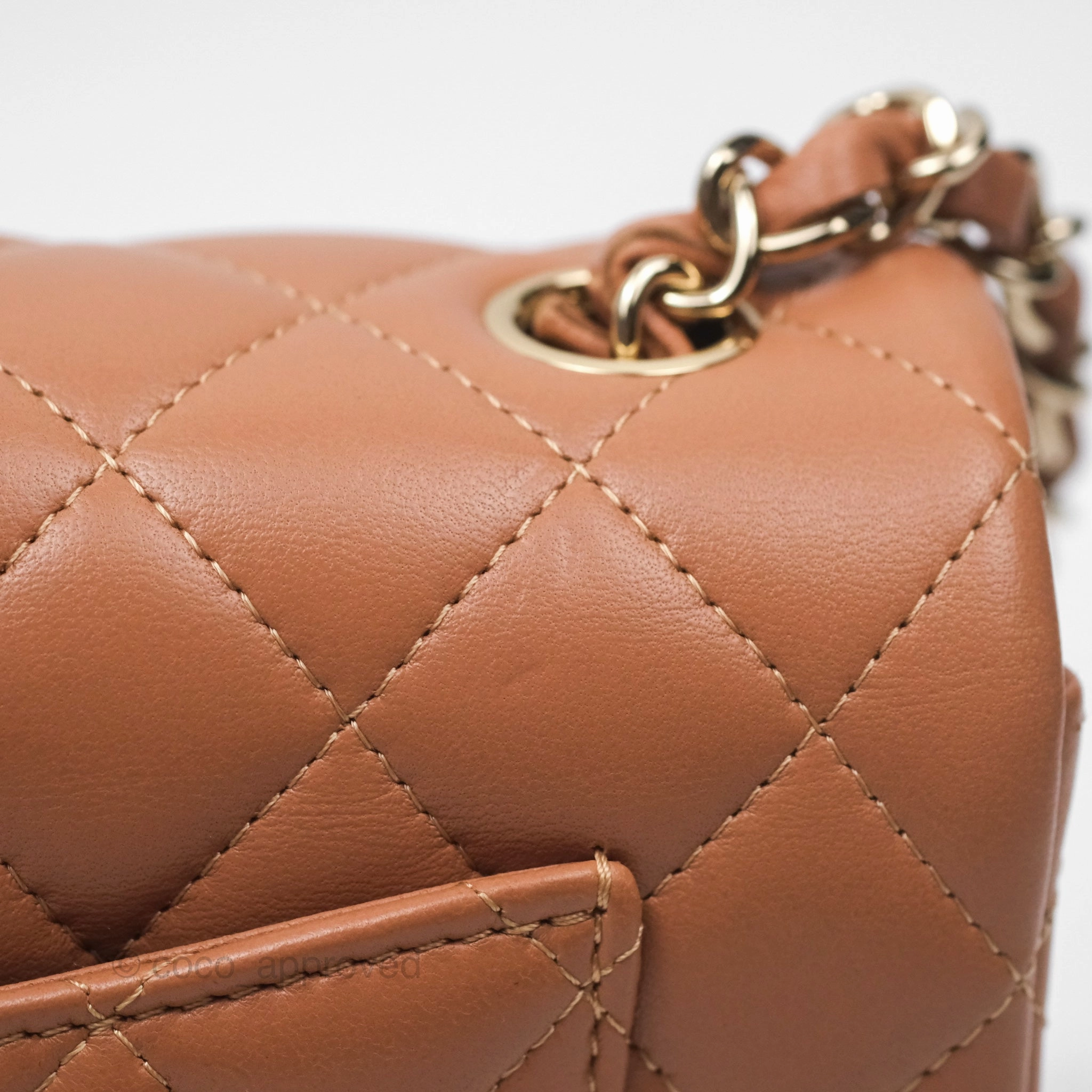 Chanel Quilted Mini Rectangular Flap Caramel Lambskin Gold Hardware