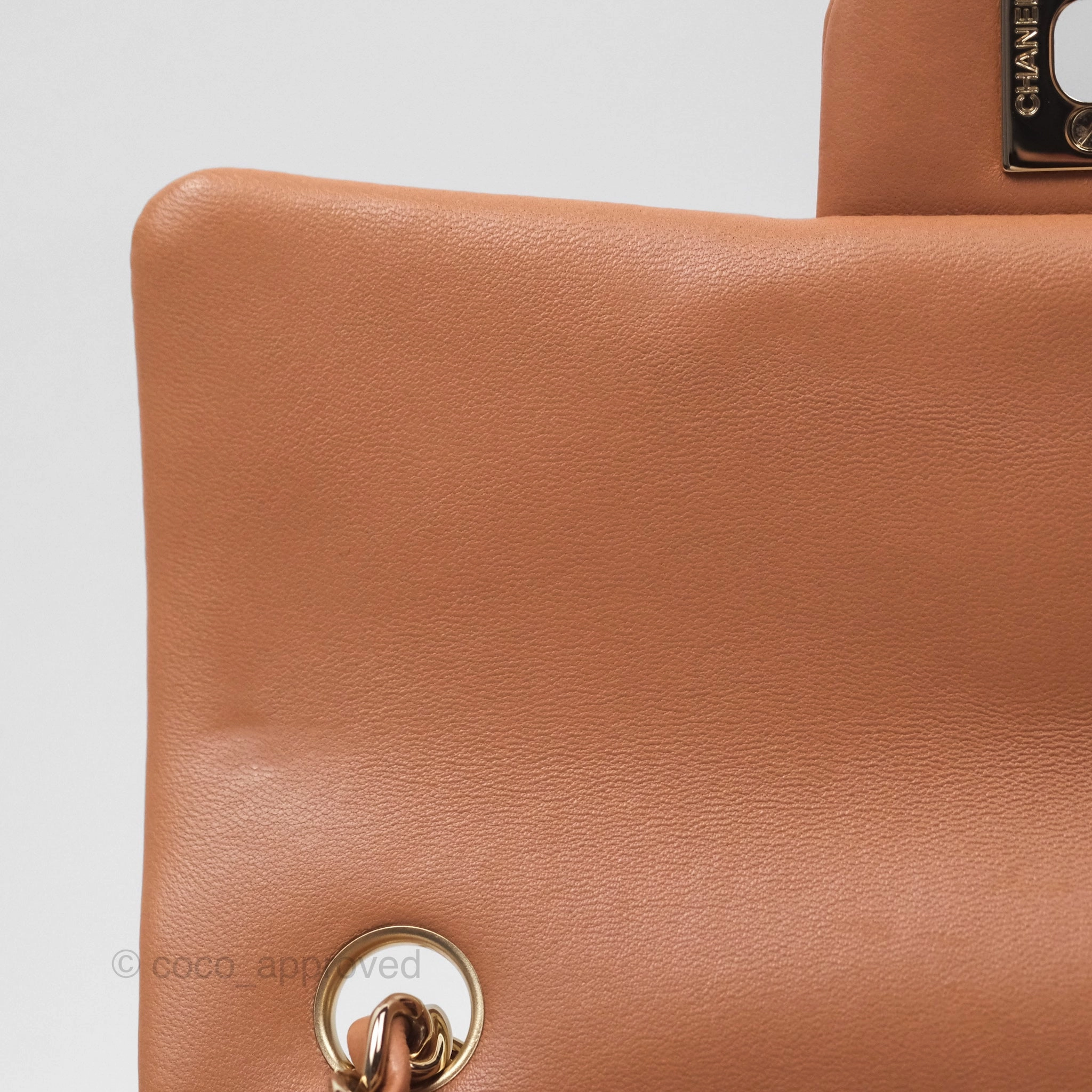 Chanel Quilted Mini Rectangular Flap Caramel Lambskin Gold Hardware