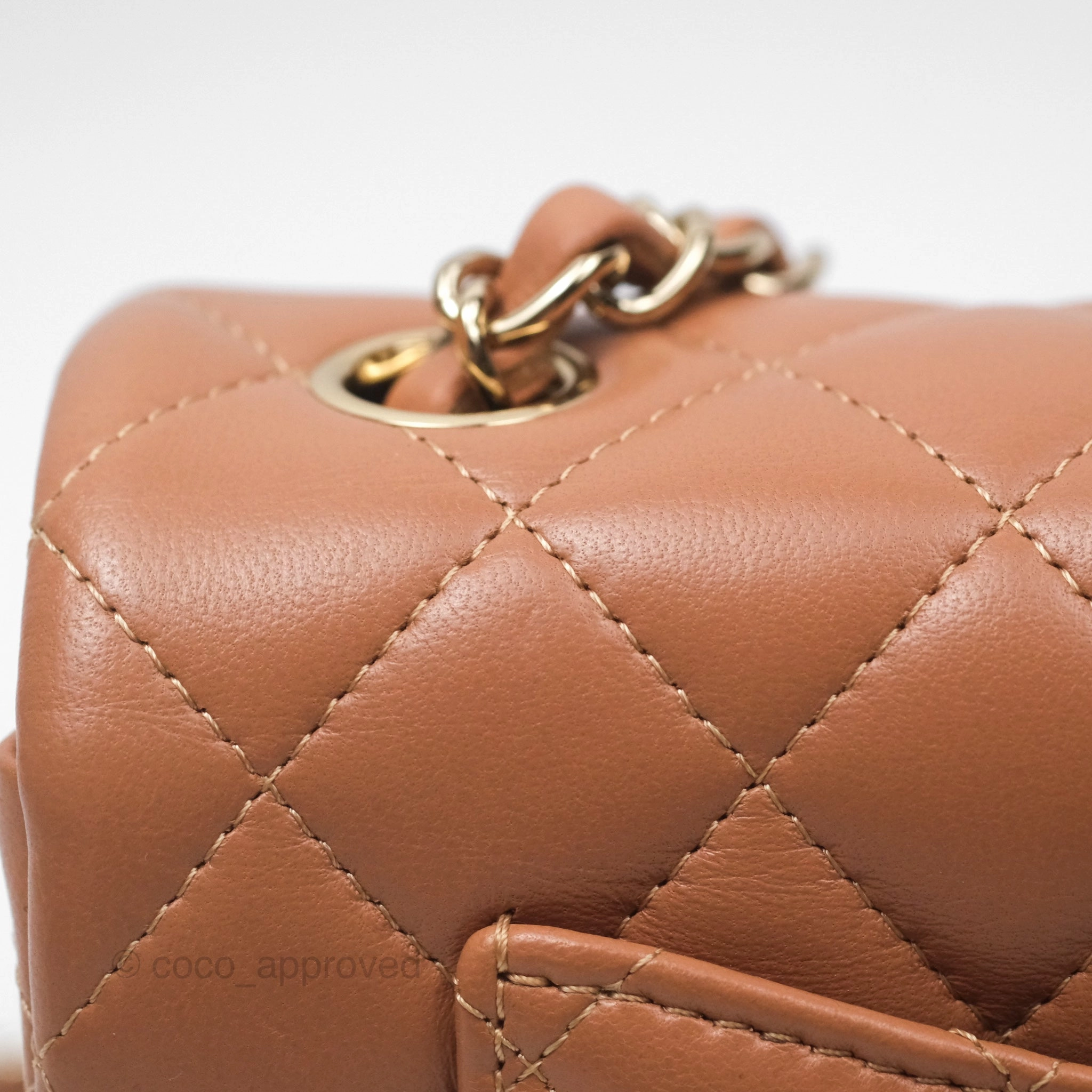 Chanel Quilted Mini Rectangular Flap Caramel Lambskin Gold Hardware