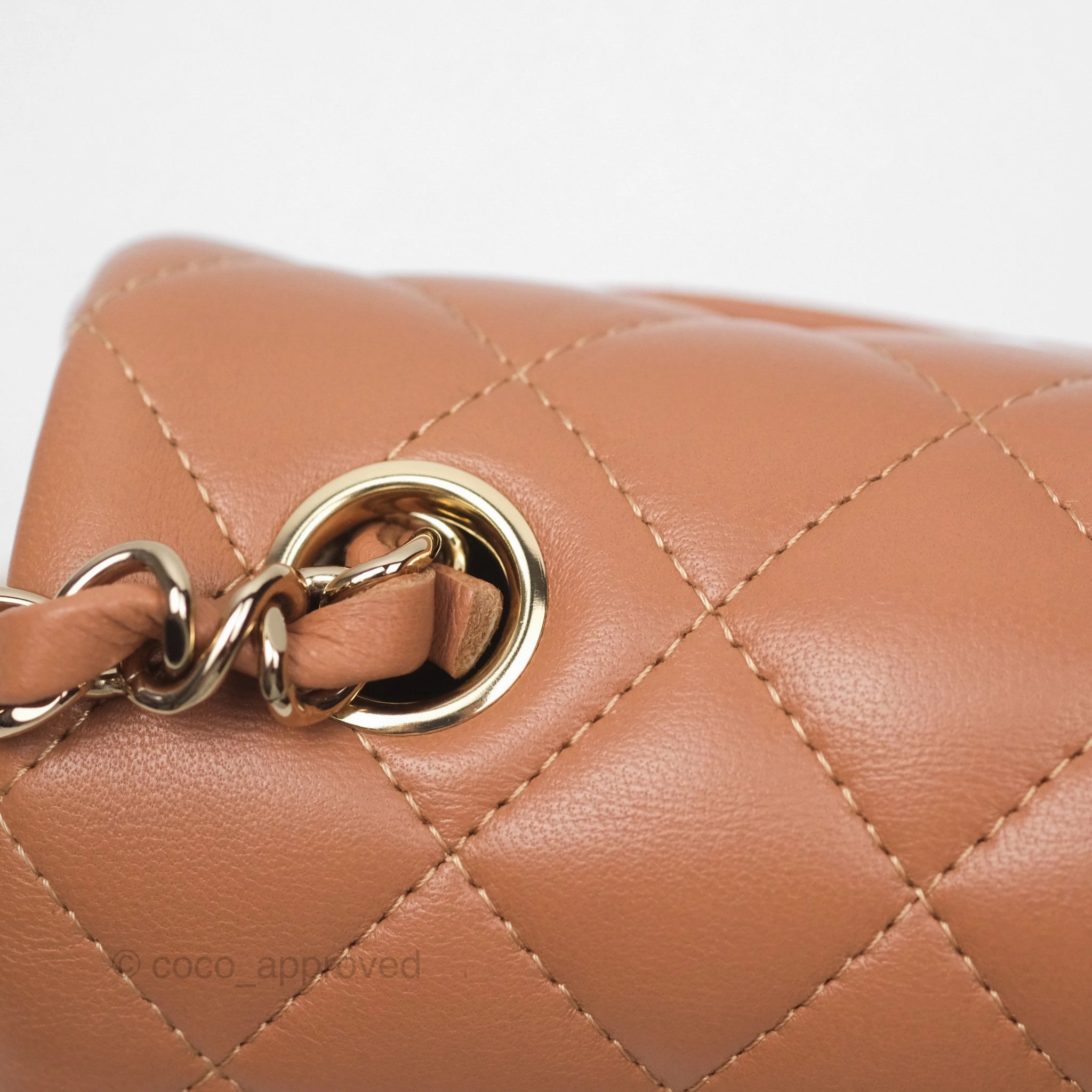 Chanel Quilted Mini Rectangular Flap Caramel Lambskin Gold Hardware