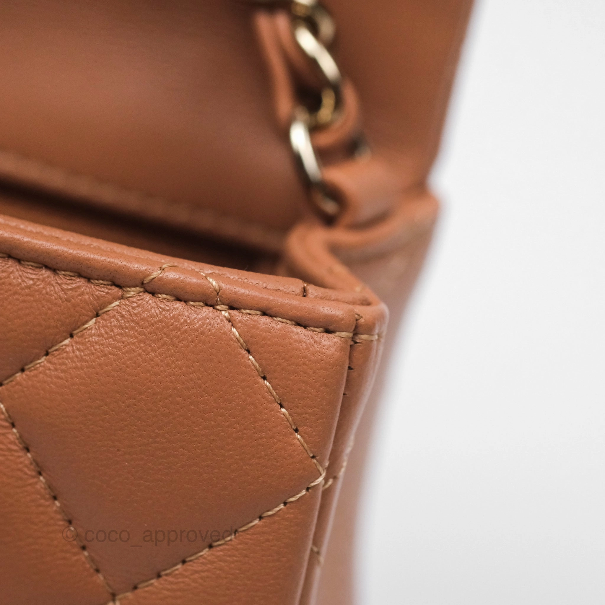 Chanel Quilted Mini Rectangular Flap Caramel Lambskin Gold Hardware