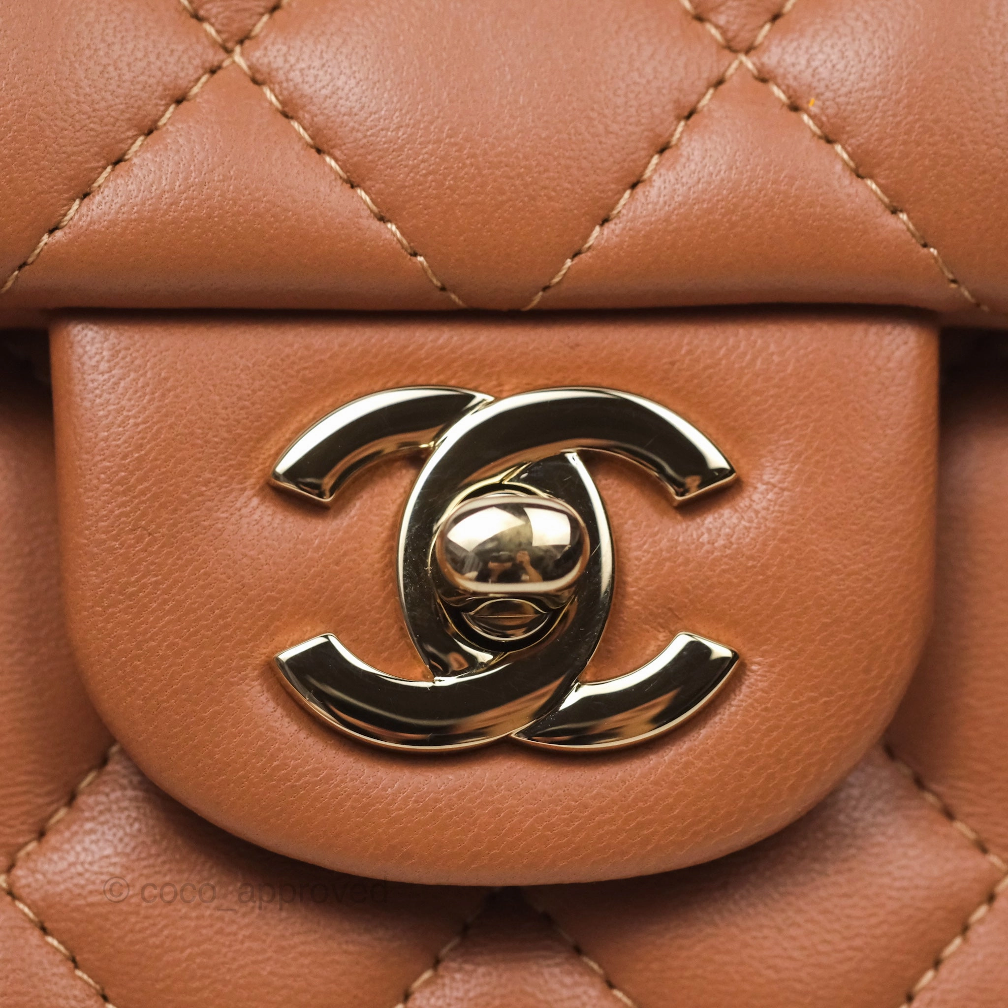 Chanel Quilted Mini Rectangular Flap Caramel Lambskin Gold Hardware