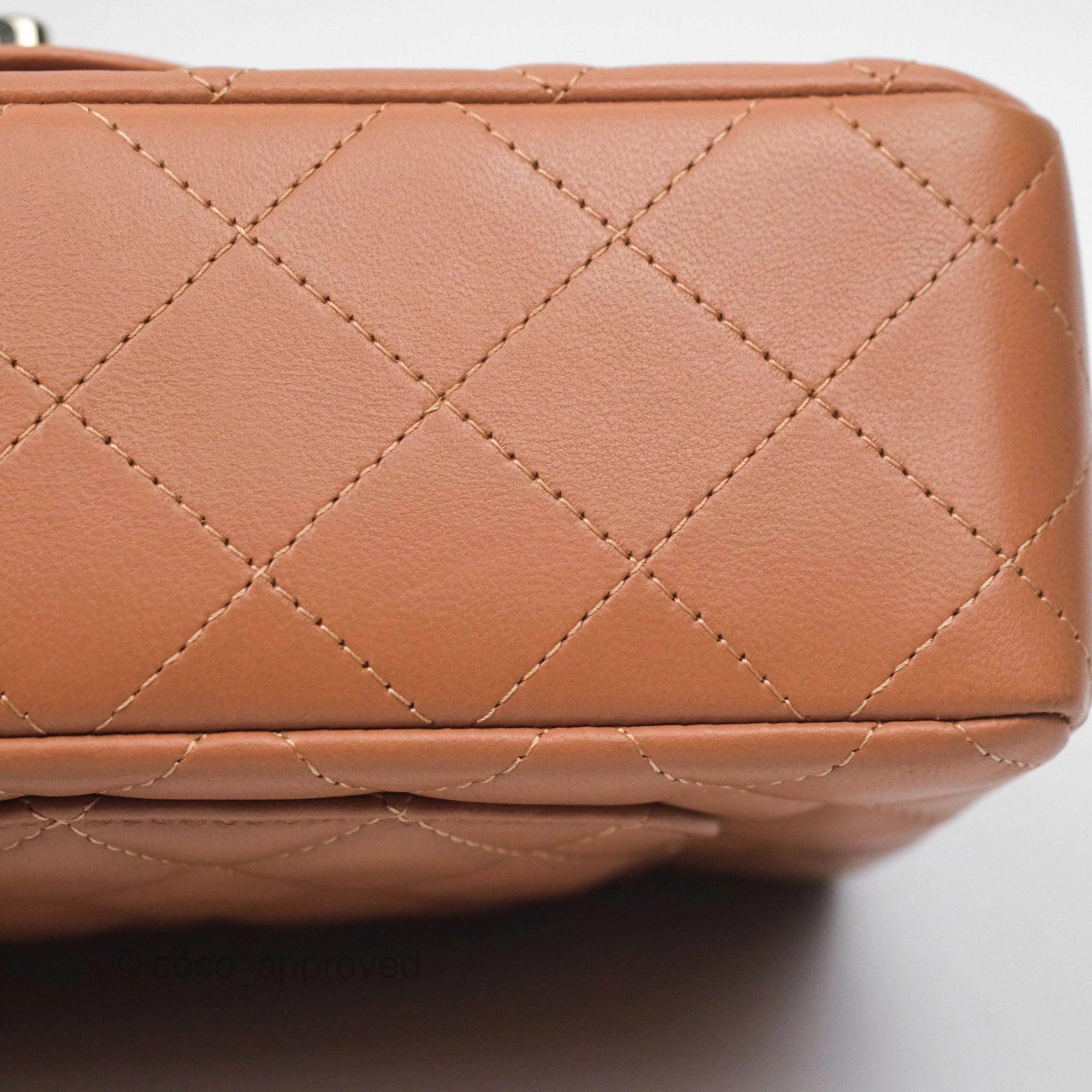 Chanel Quilted Mini Rectangular Flap Caramel Lambskin Gold Hardware