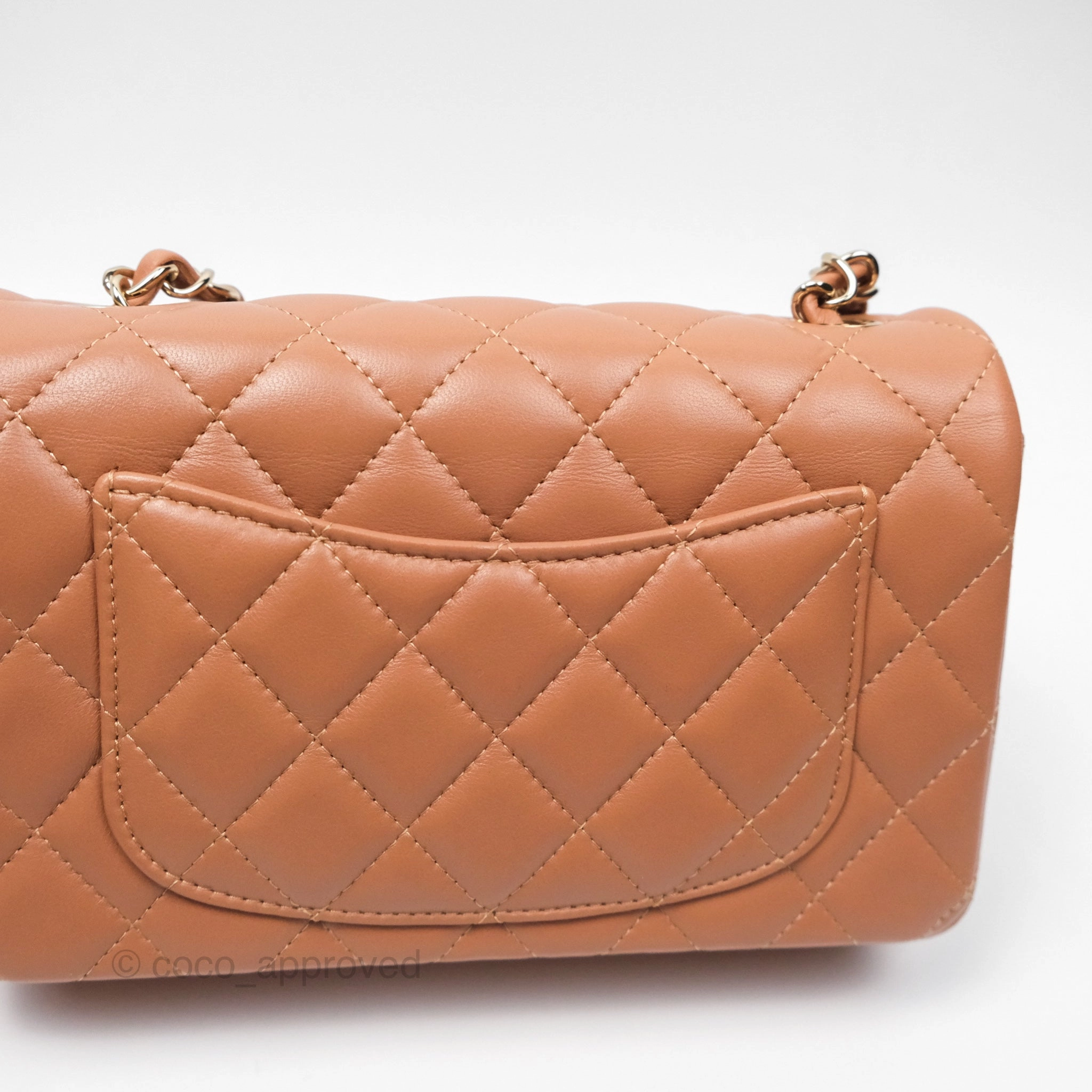 Chanel Quilted Mini Rectangular Flap Caramel Lambskin Gold Hardware