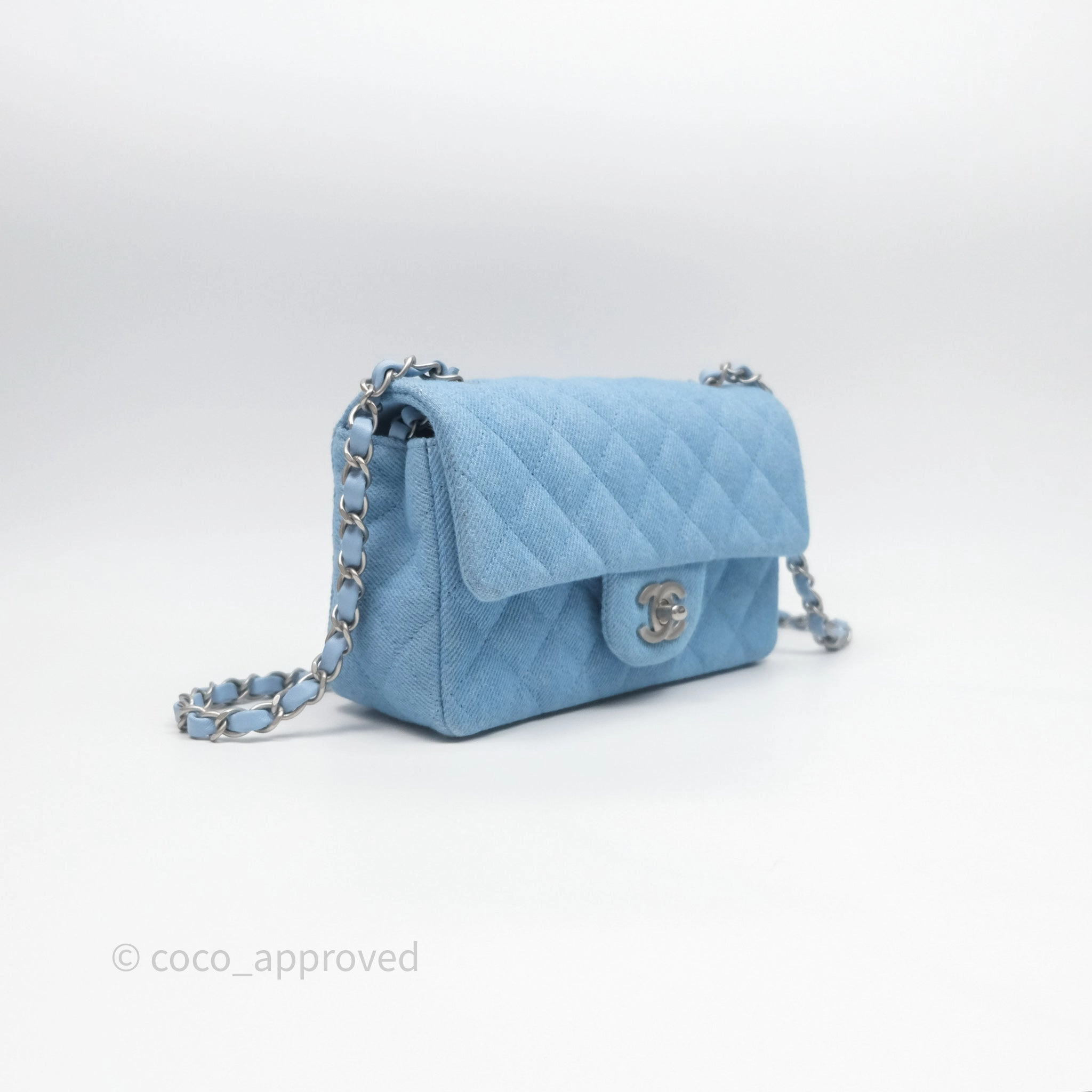 Chanel Quilted Mini Rectangular Flap Denim Matt Silver Hardware