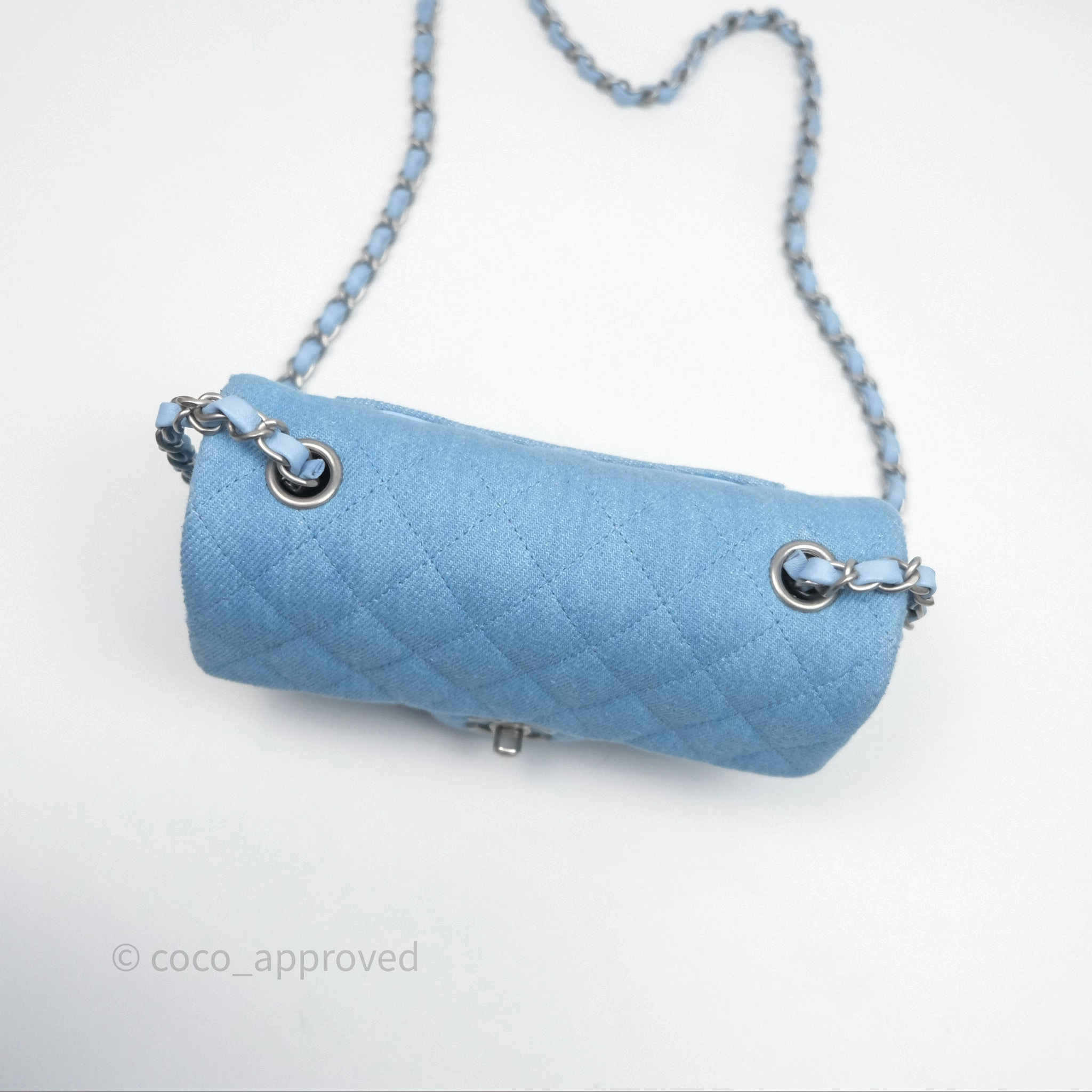 Chanel Quilted Mini Rectangular Flap Denim Matt Silver Hardware