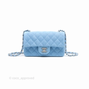 Chanel Quilted Mini Rectangular Flap Denim Matt Silver Hardware