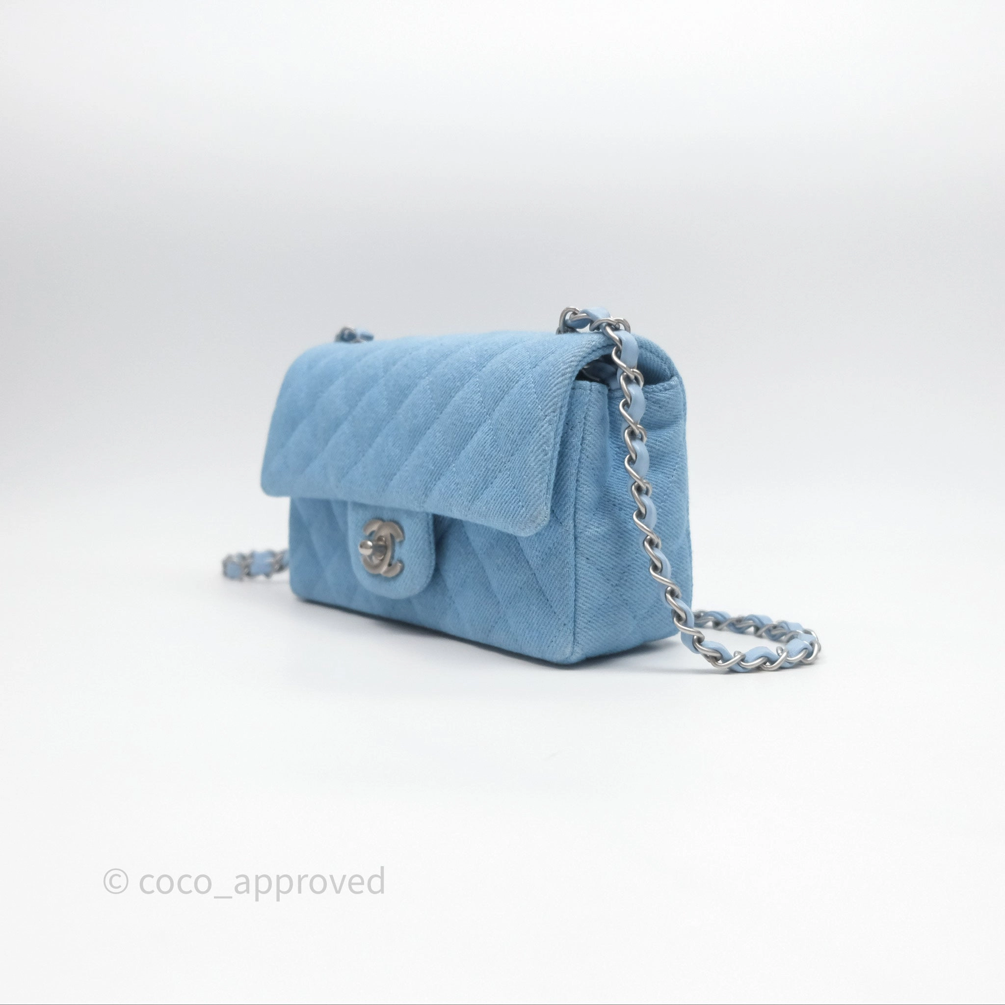 Chanel Quilted Mini Rectangular Flap Denim Matt Silver Hardware