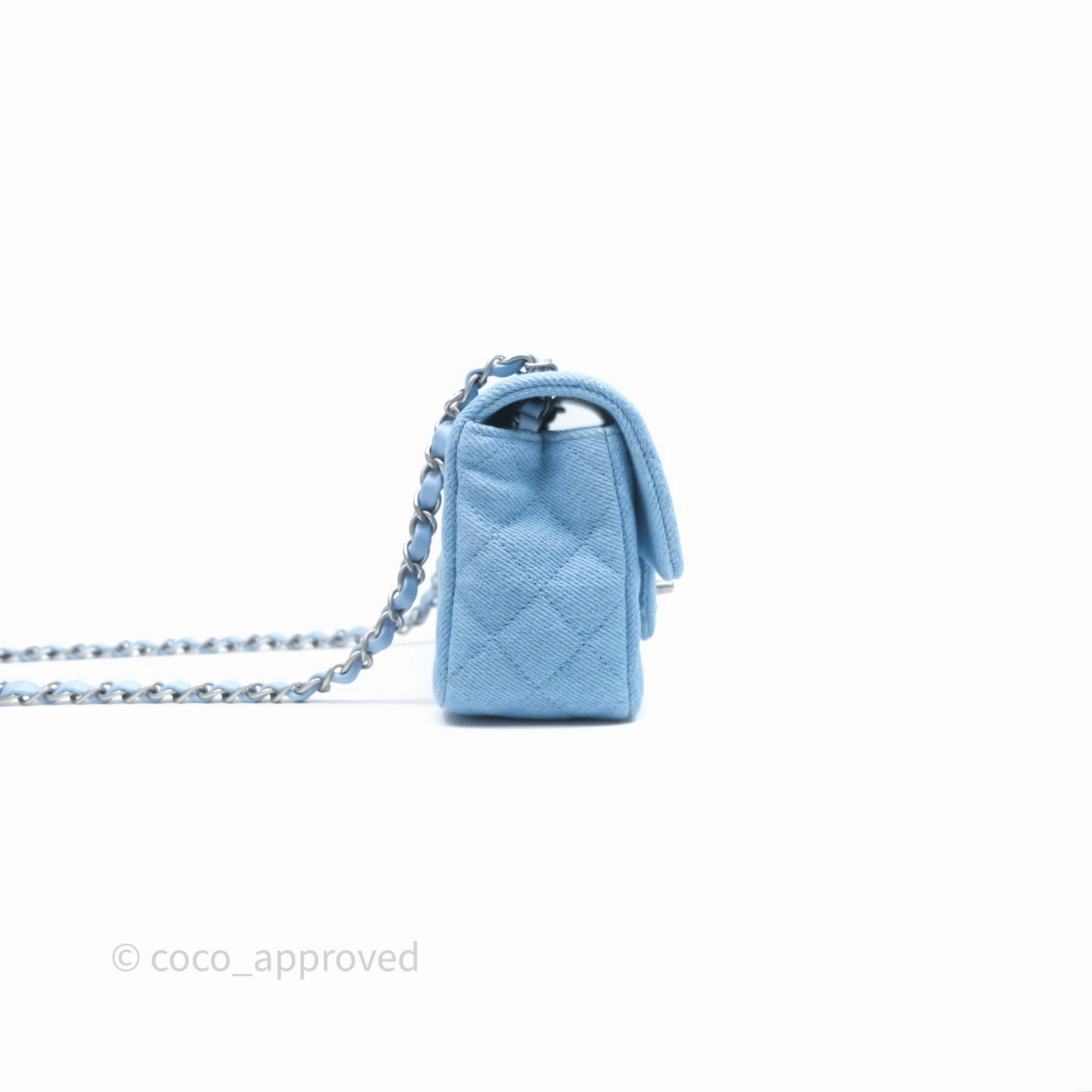 Chanel Quilted Mini Rectangular Flap Denim Matt Silver Hardware