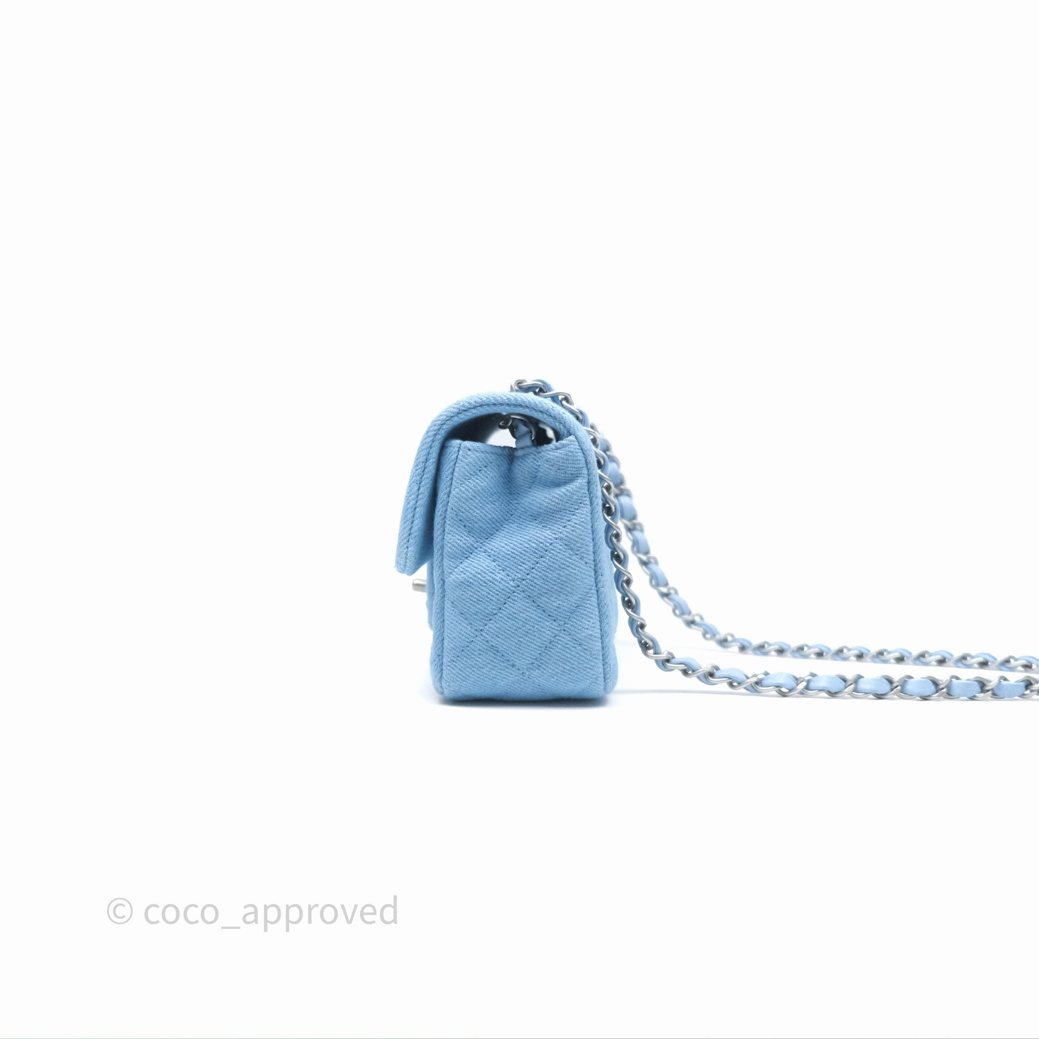 Chanel Quilted Mini Rectangular Flap Denim Matt Silver Hardware