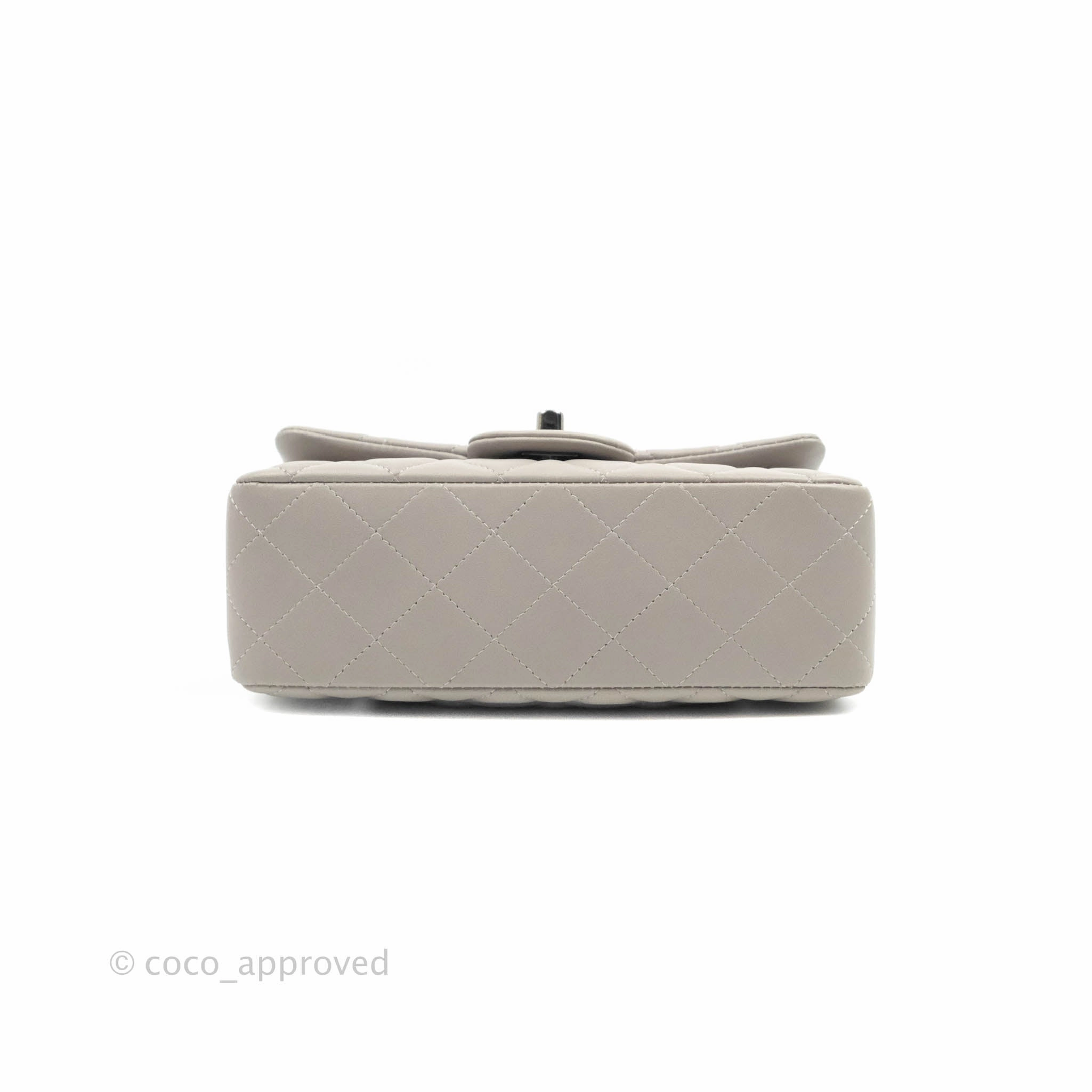 Chanel Quilted Mini Rectangular Flap Grey Lambskin Dark Silver Hardware