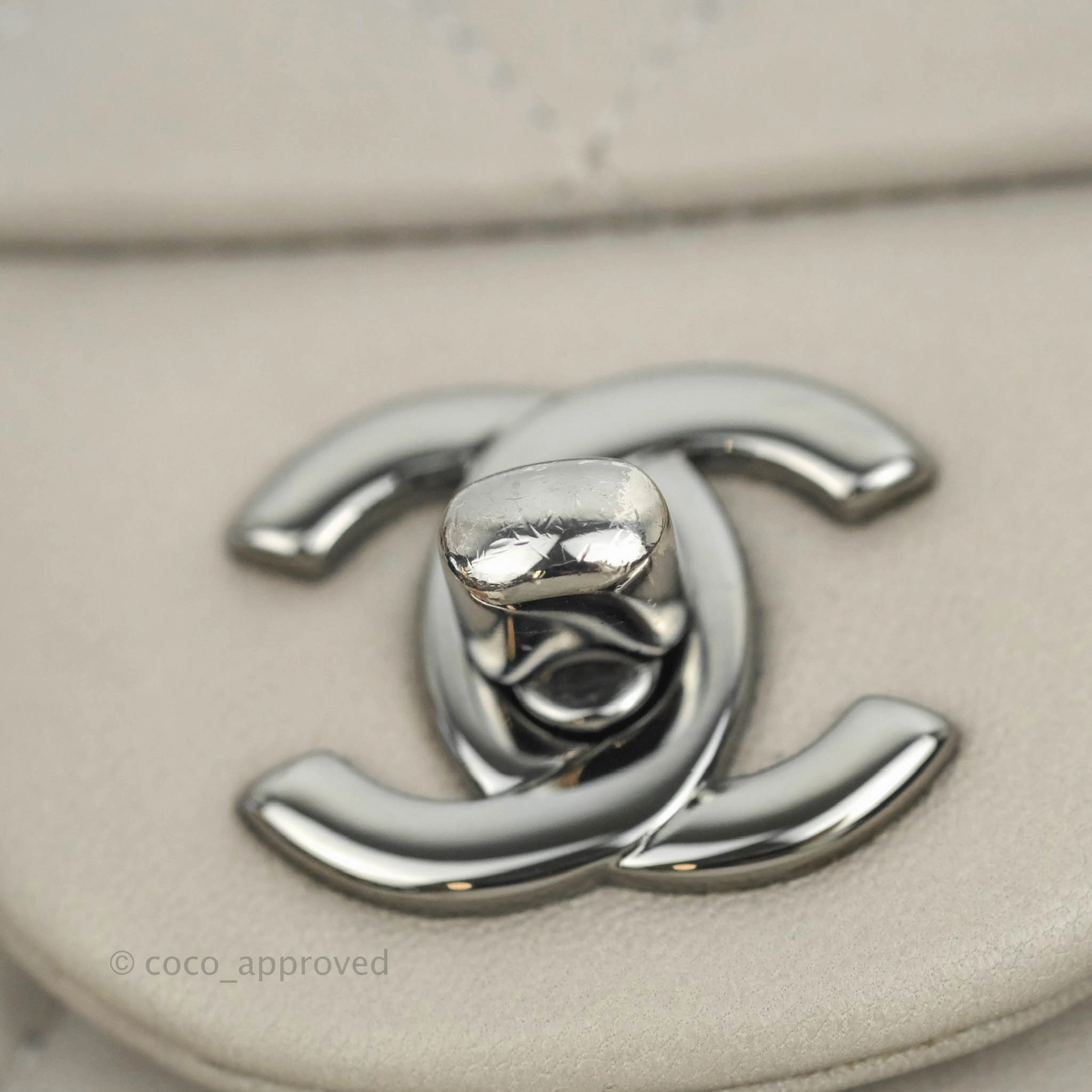 Chanel Quilted Mini Rectangular Flap Grey Lambskin Dark Silver Hardware