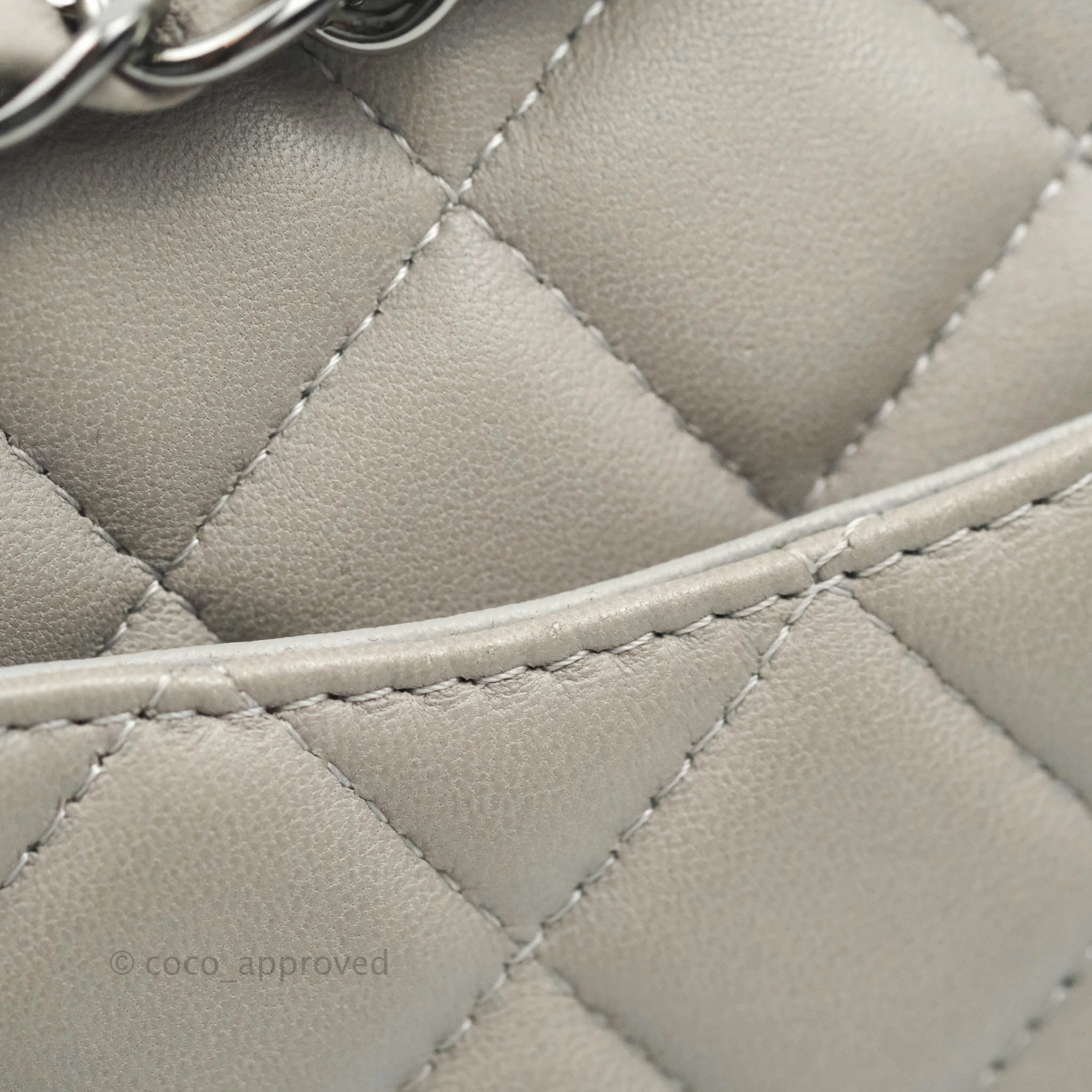 Chanel Quilted Mini Rectangular Flap Grey Lambskin Dark Silver Hardware