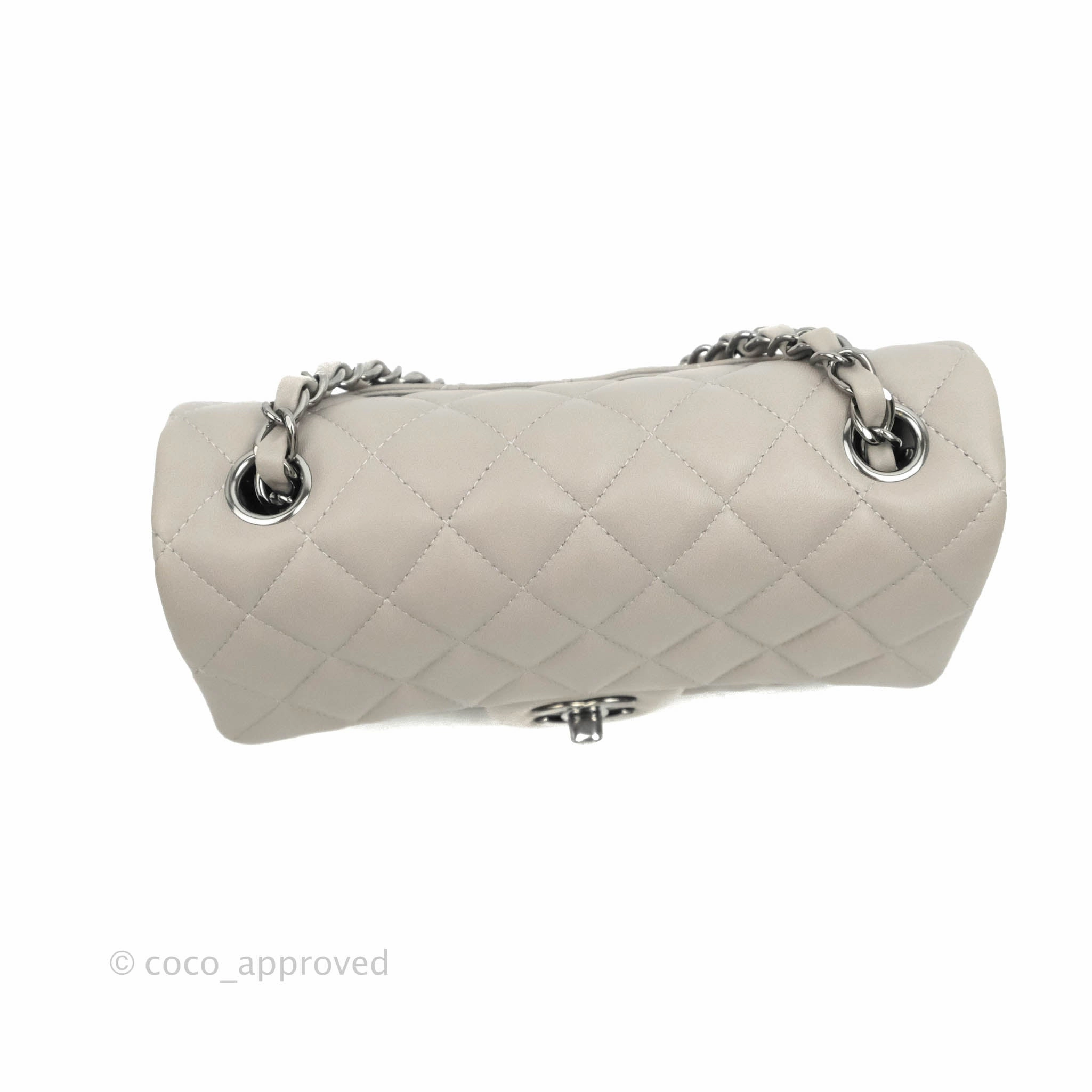 Chanel Quilted Mini Rectangular Flap Grey Lambskin Dark Silver Hardware