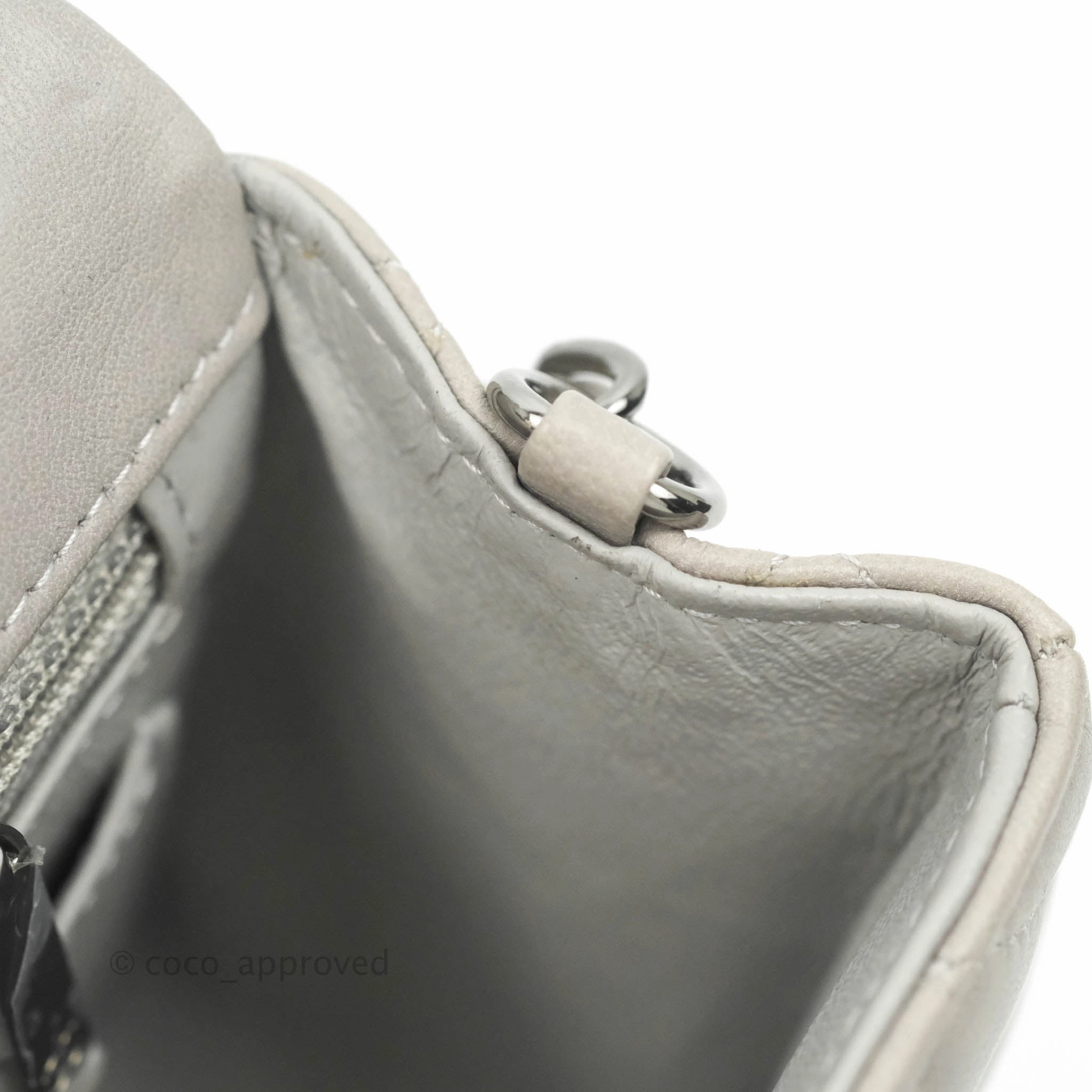 Chanel Quilted Mini Rectangular Flap Grey Lambskin Dark Silver Hardware